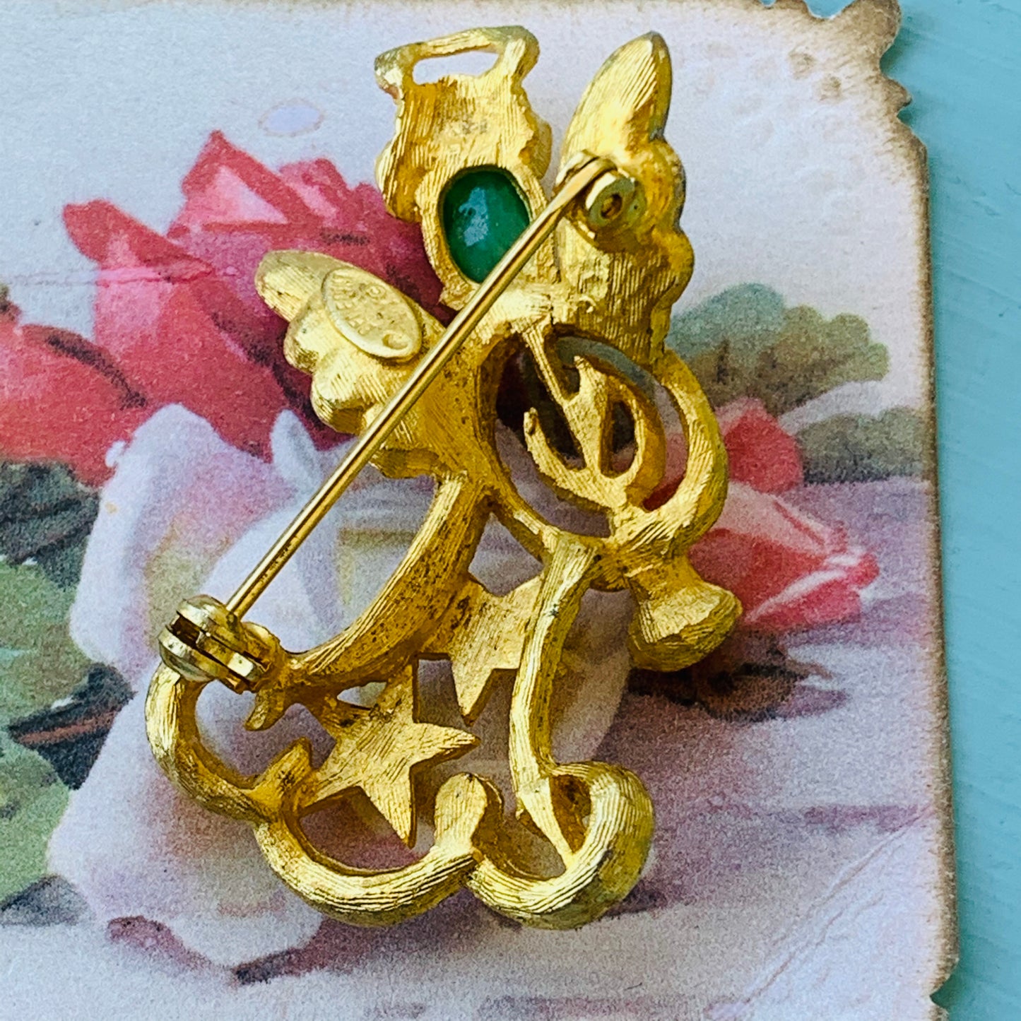 Vintage Benedict NY Rhinestone Angel Pin