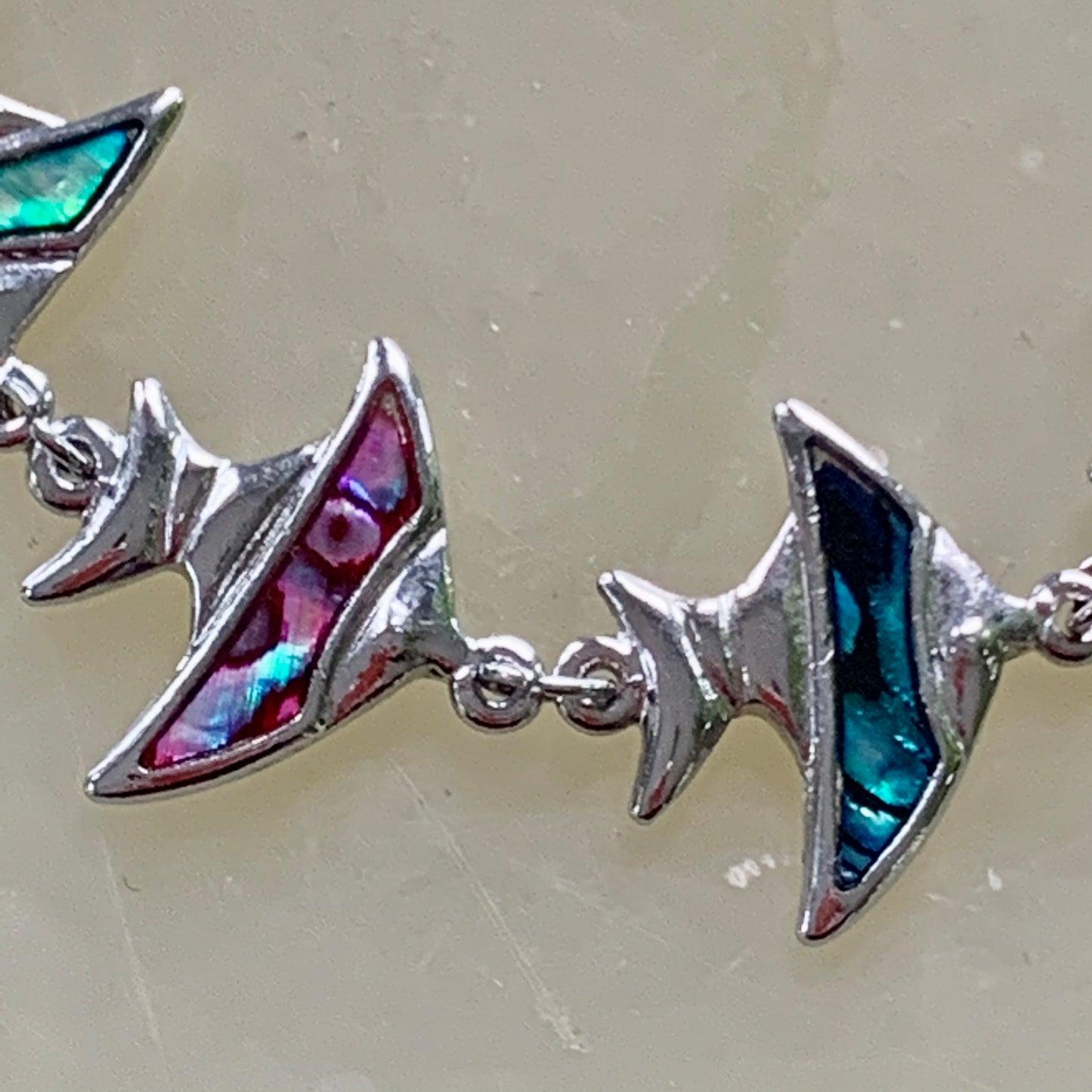 Vintage Inlaid Abalone Shell Tropical Fish Bracelet - Lady Slippers