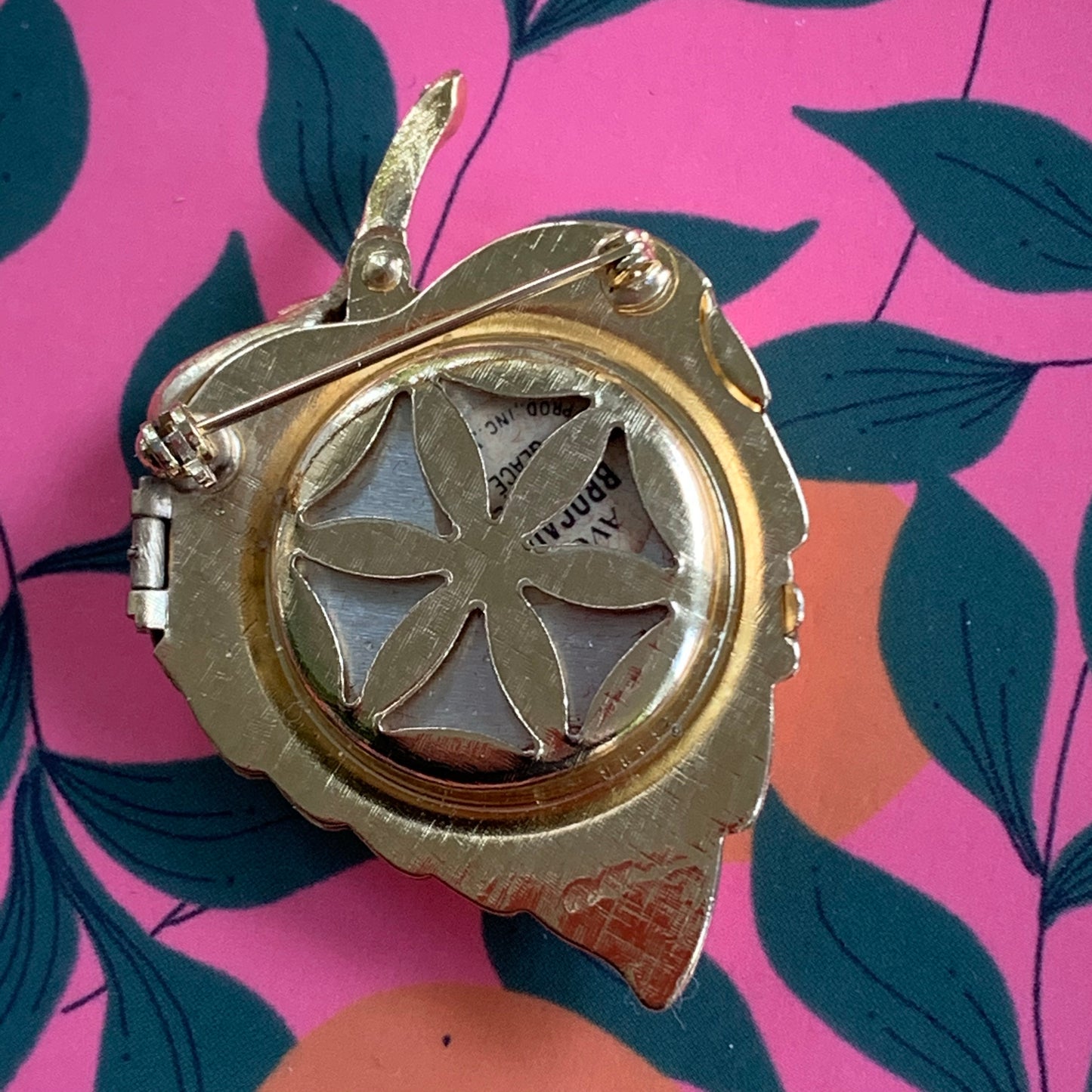 Vintage Avon Solid Perfume Pin - Lady Slippers