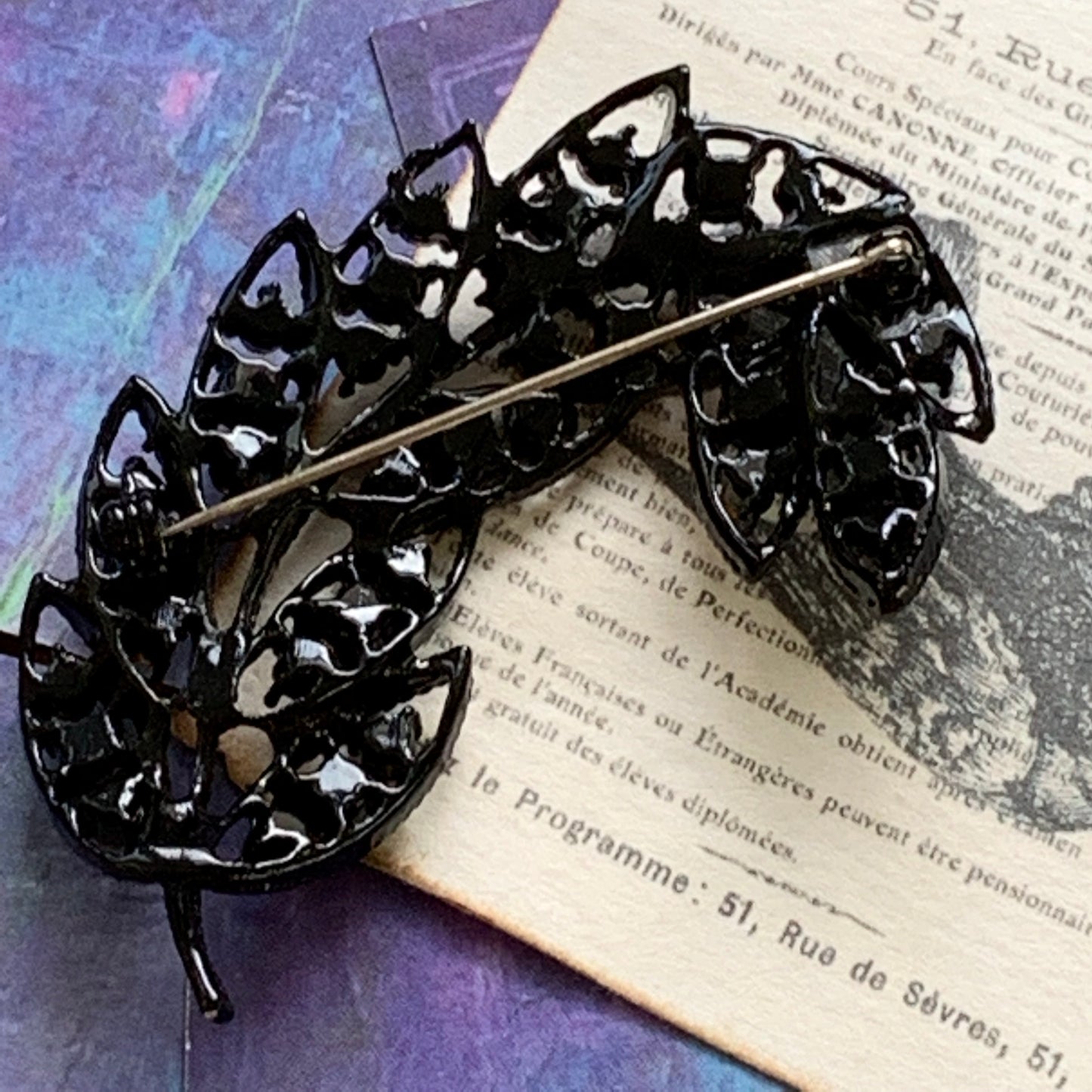 Vintage Stylized Rhinestone Spray Pin - Lady Slippers