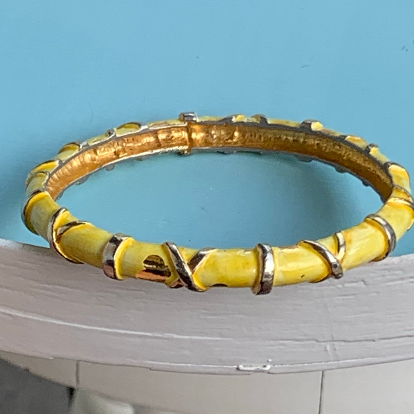 Vintage Zantall Yellow Enamel Bangle Bracelet
