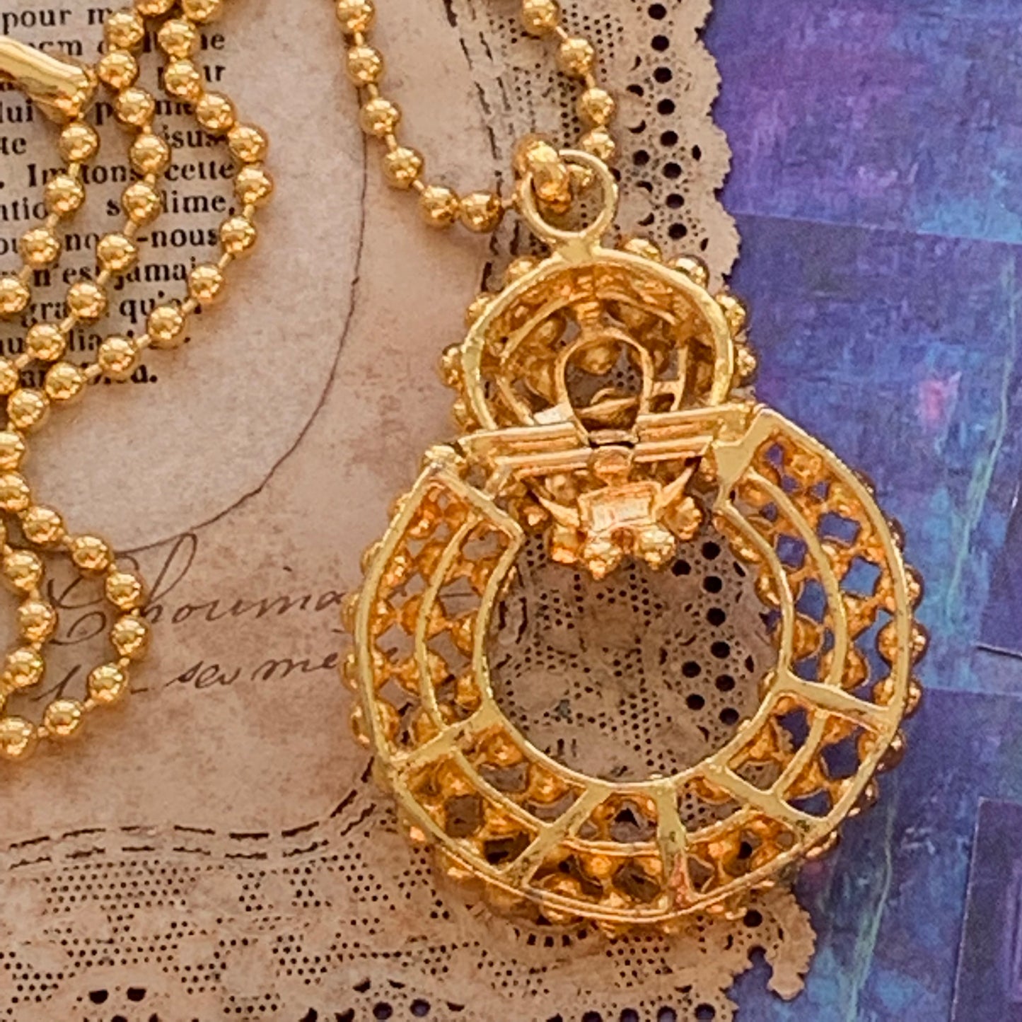 Vintage Ball Chain Pendant Necklace - Lady Slippers