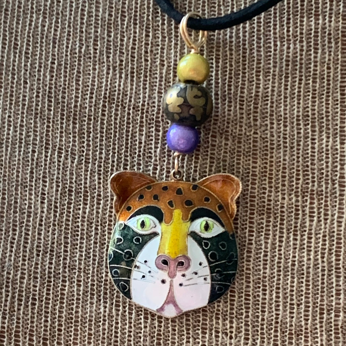 Laurel Birch Sterling Silver Enamel Tiger Pendant Necklace