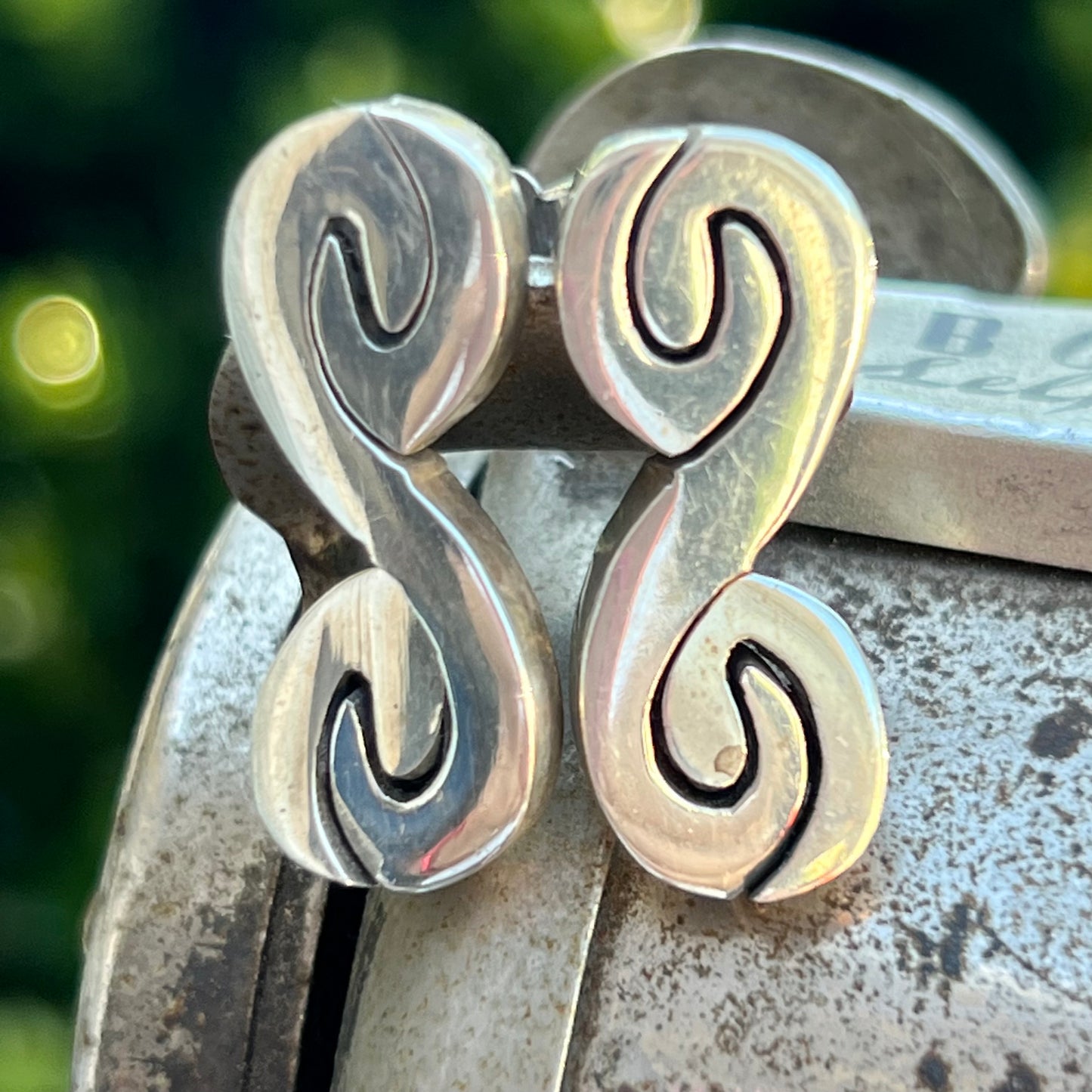 Mid Century Modern Sterling Silver Articulated Earrings