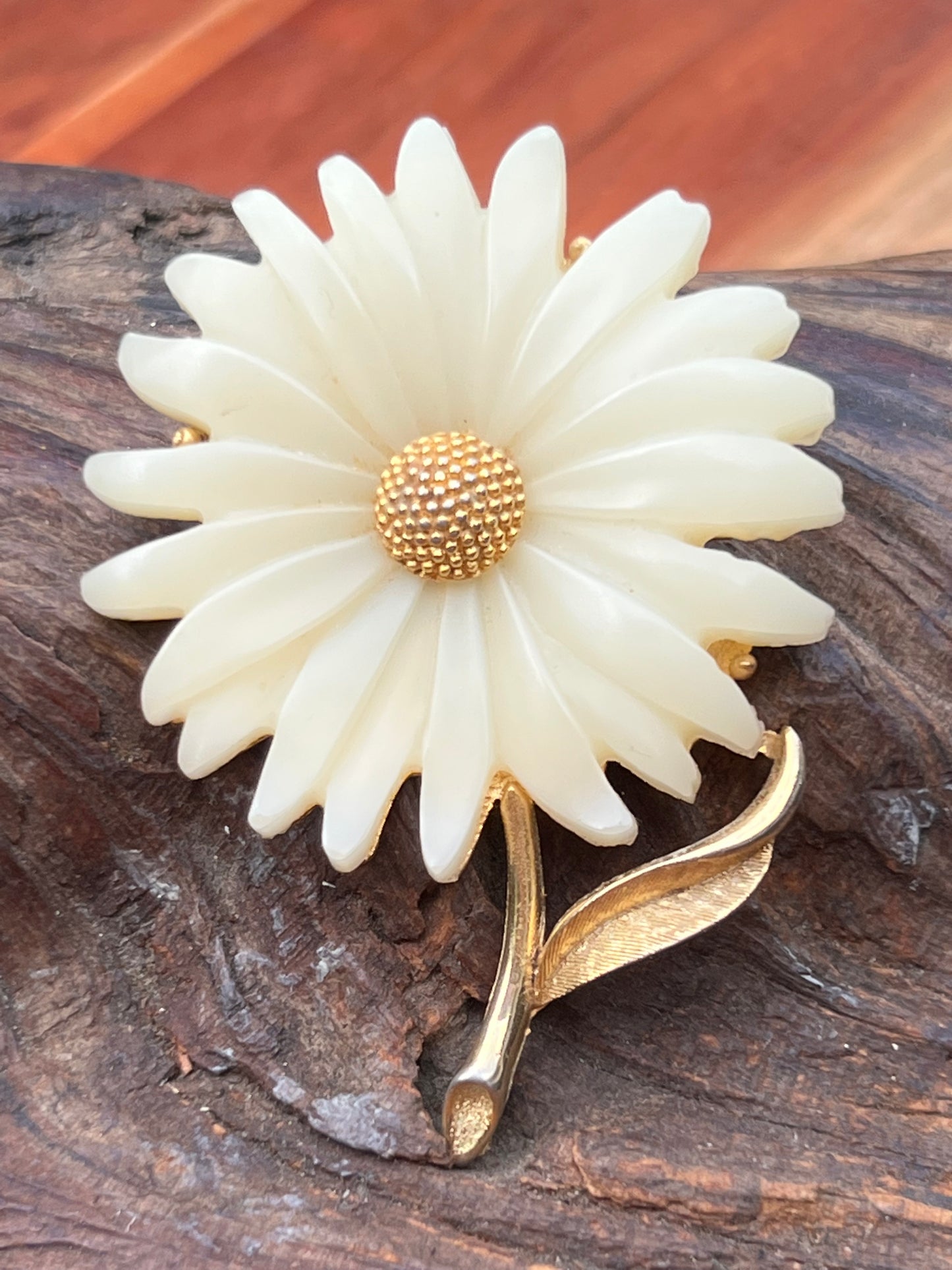 Vintage Unsigned Hattie Carnegie Soft White Lucite Pin