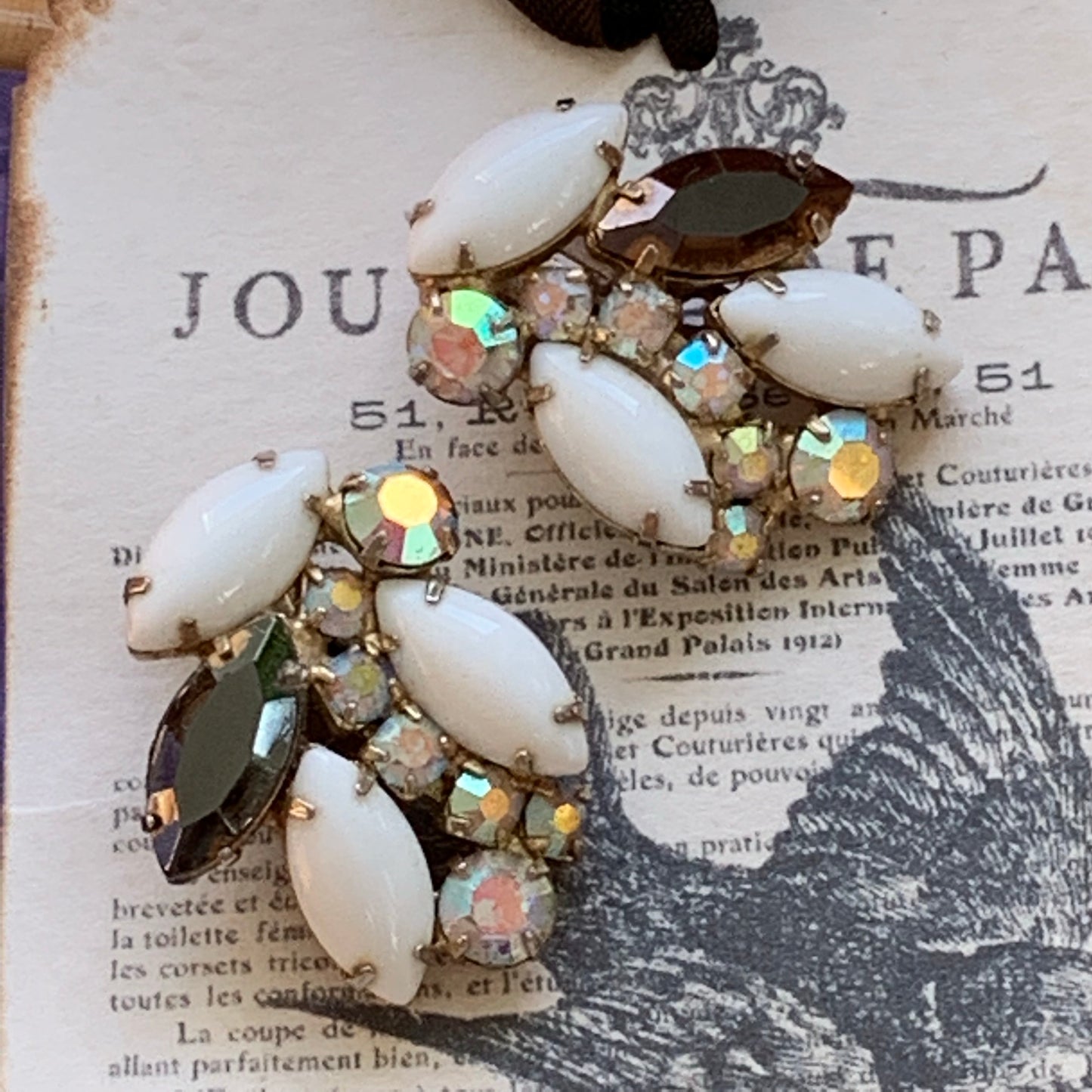 Vintage Rhinestone Clip Back Earrings - Lady Slippers
