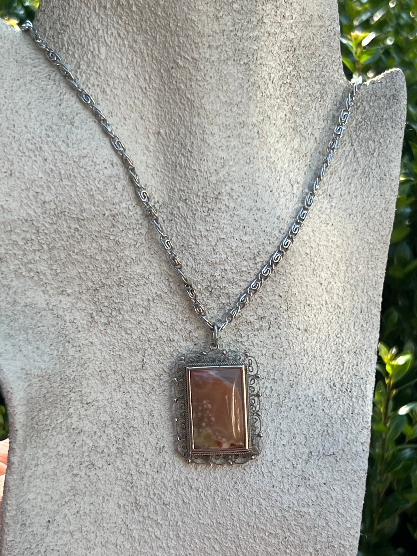 Uniquely Lady Slippers Italian Agate Pendant Necklace
