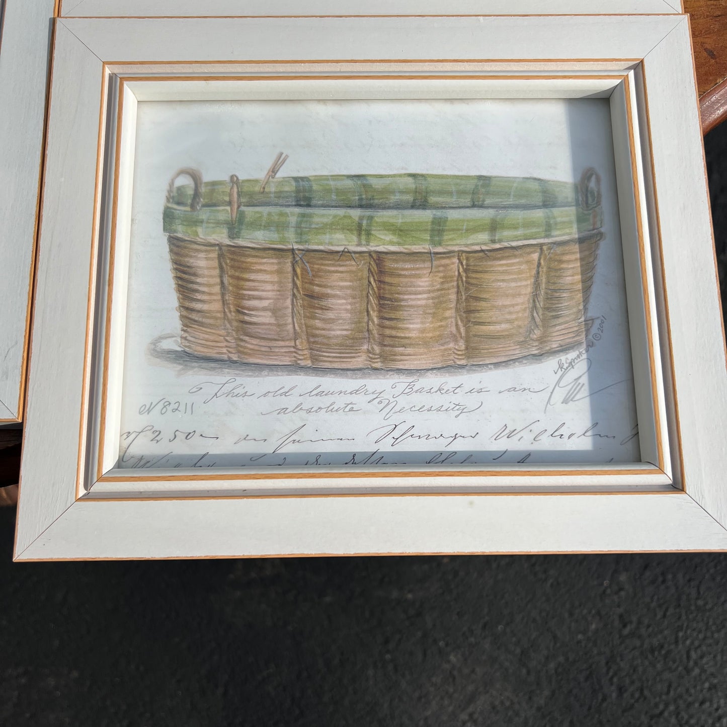 4 Piece Collection Spicher & Co Laundry Framed Watercolor Prints under Glass