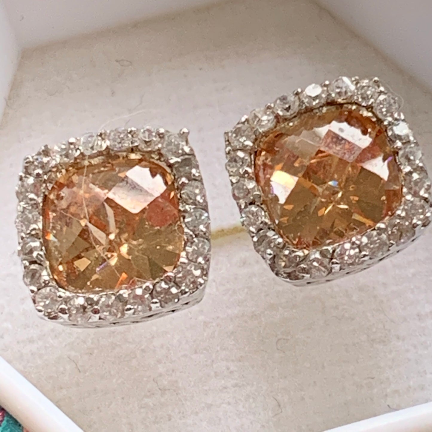 Sterling Silver Soft Brown Semi Precious Gemstone and CZ Earrings - Lady Slippers