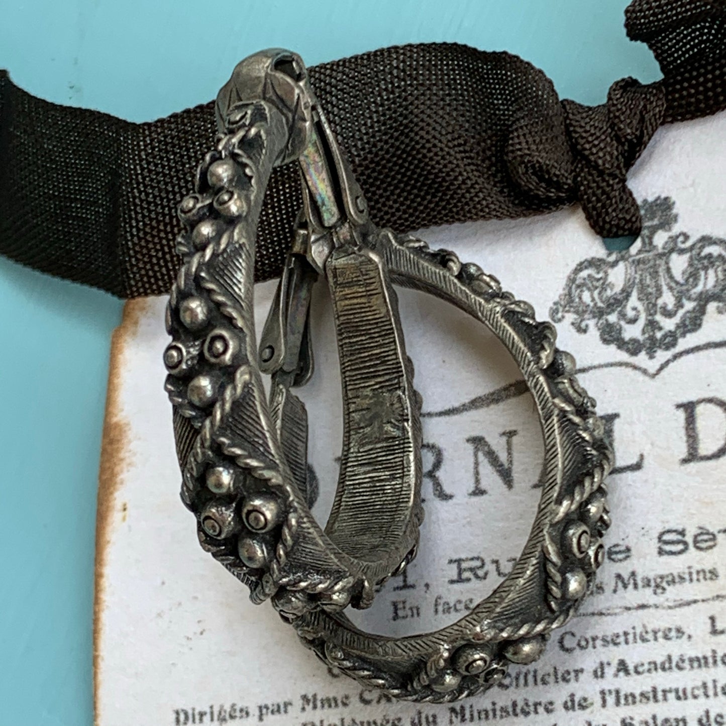 Vintage Florenza Large Teardrop Hoop Clip Earrings