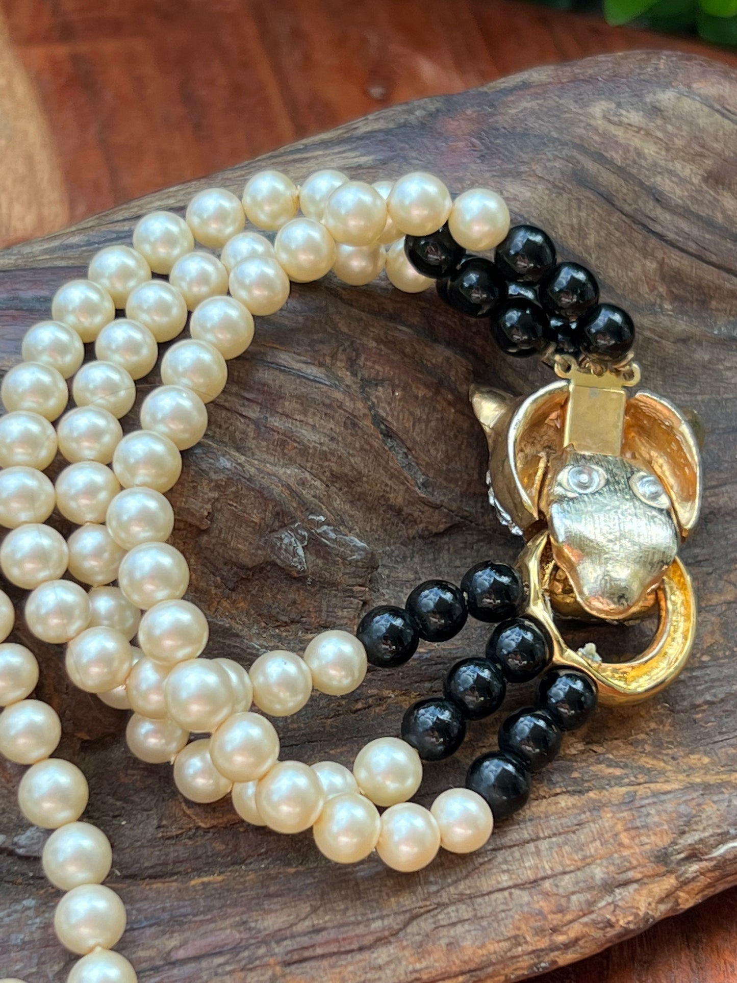 Vintage Rhinestone Panther Necklace & Bracelet Set