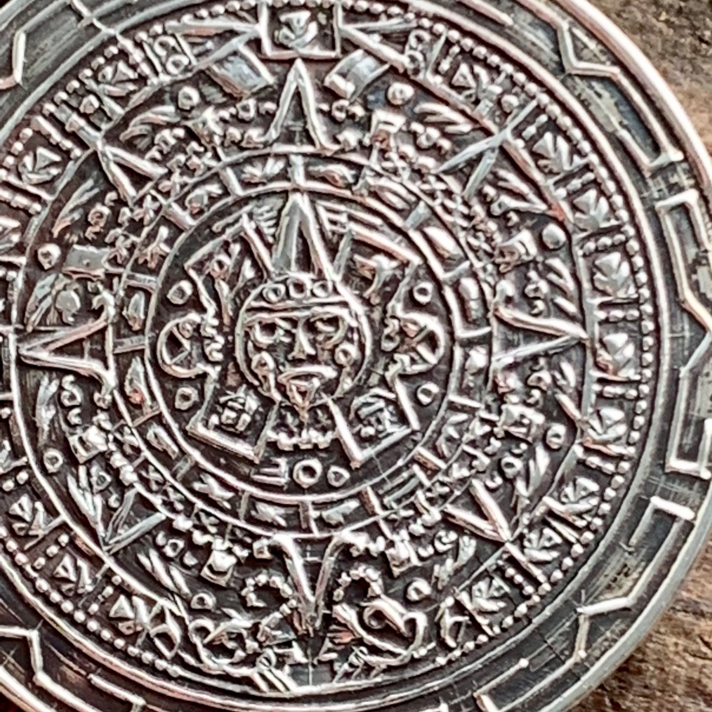 Vintage Sterling Silver Taxco Mexico Mayan Aztec Calendar Brooch Pin Pendant