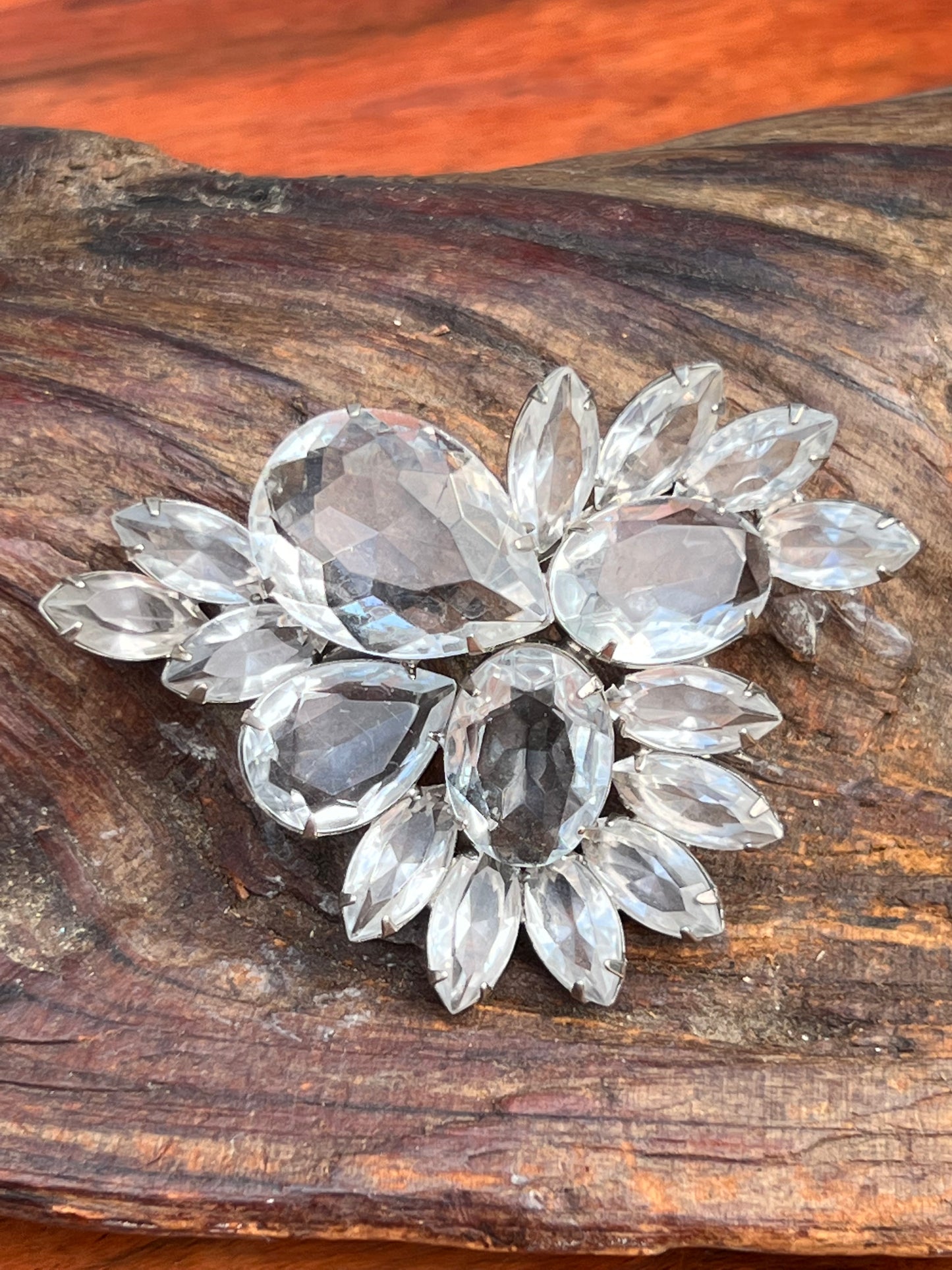 Vintage Clear Rhinestone Modern Looking Pin