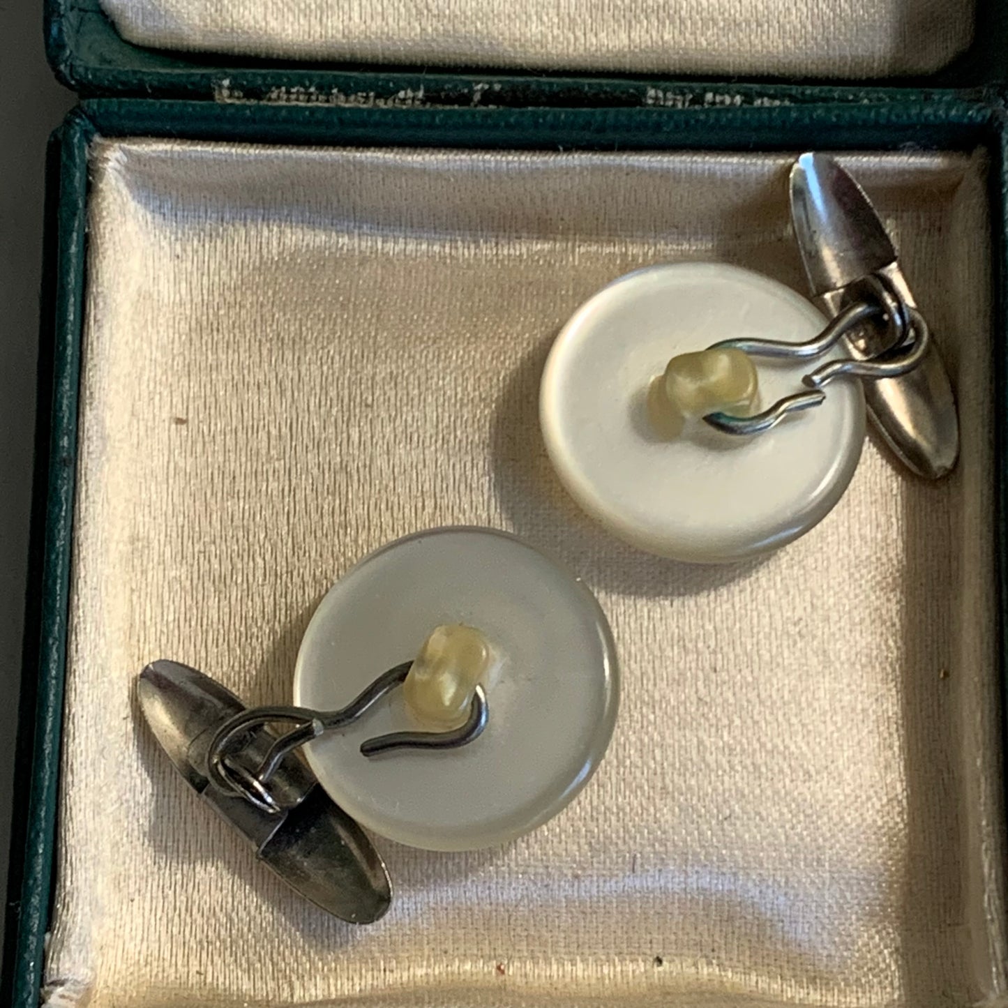 Vintage White Moon Glow Lucite Cuff Links