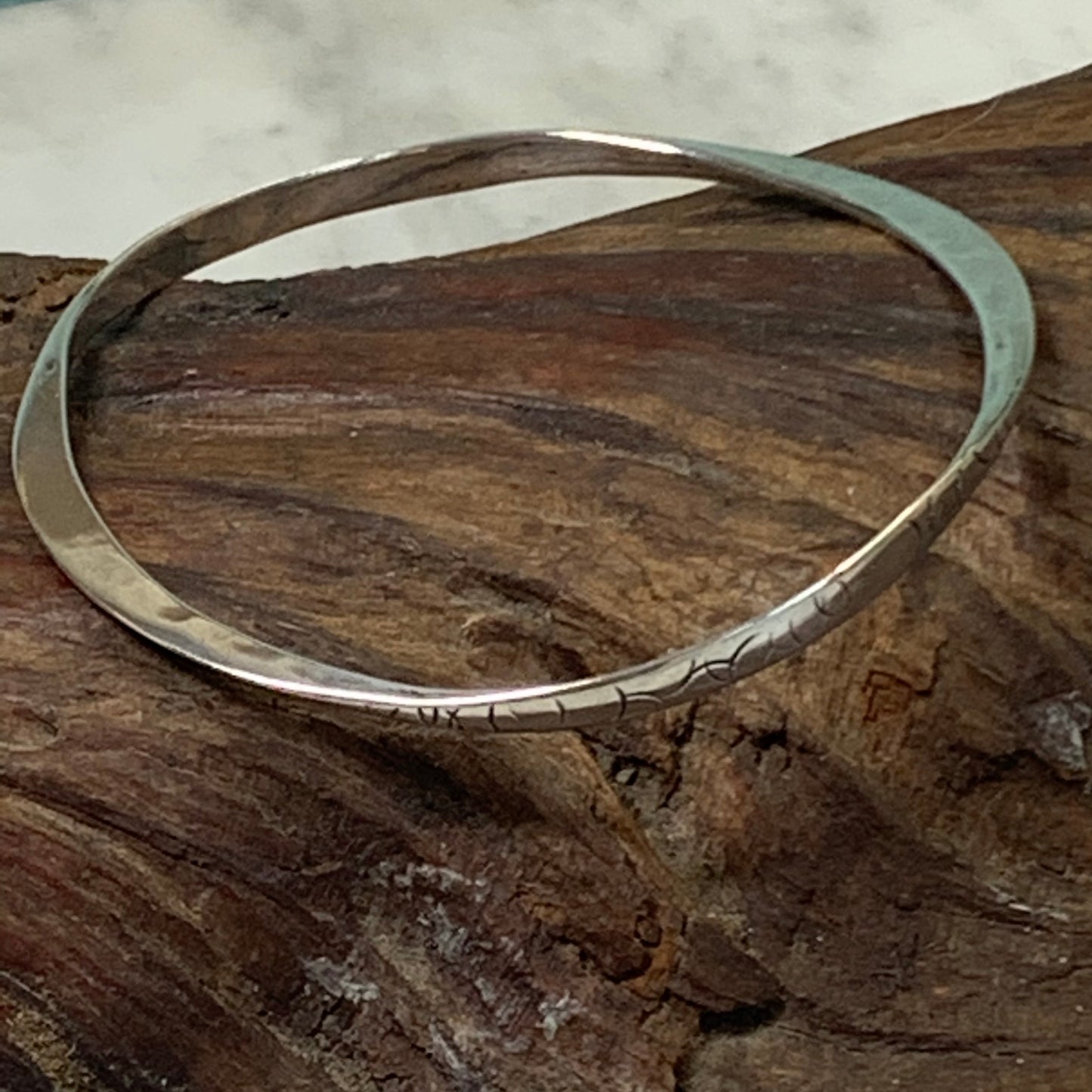 Vintage Modern Looking Sterling Silver Handcrafted Bangle Bracelet