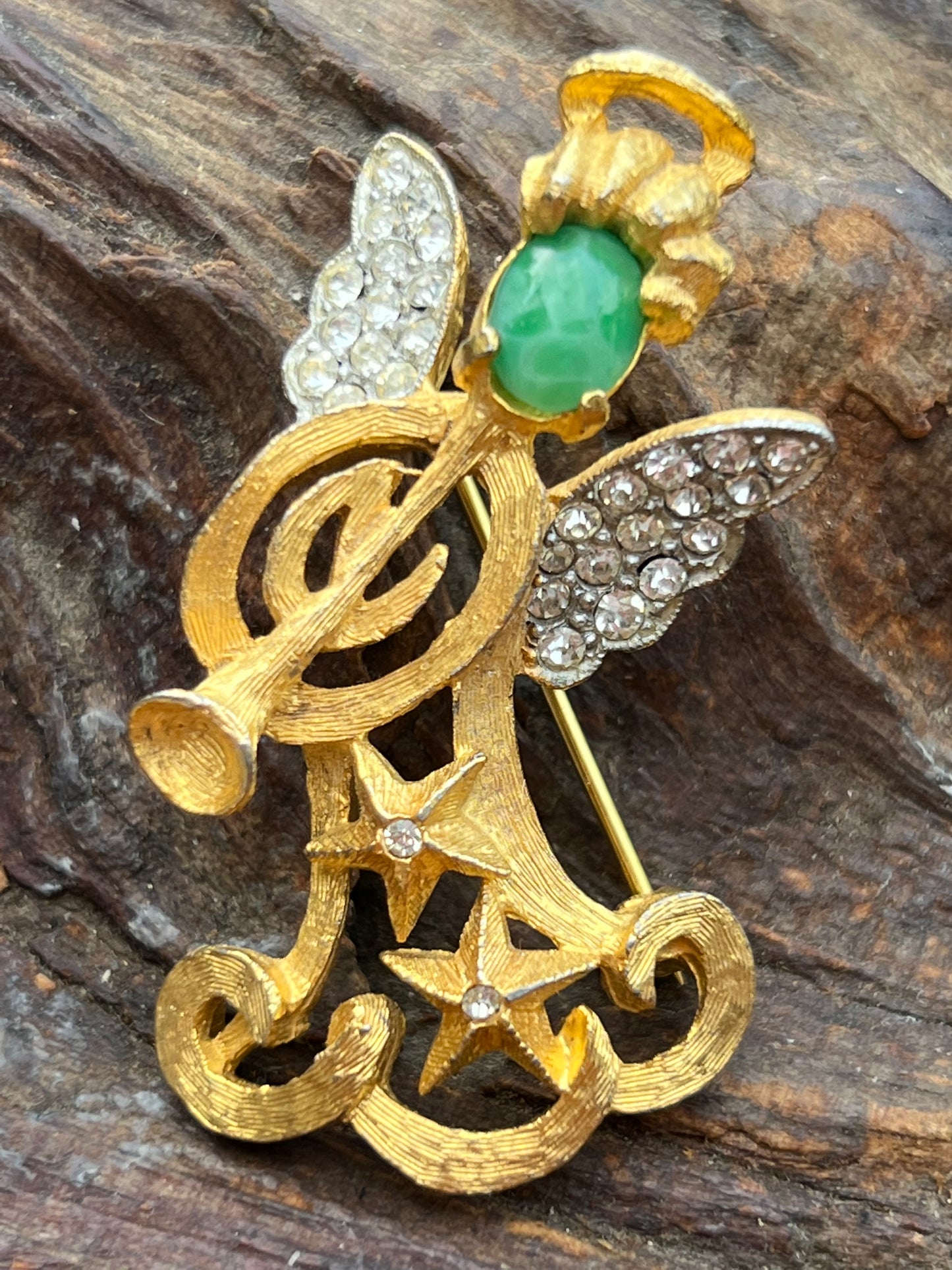 Vintage Benedict NY Rhinestone Angel Pin