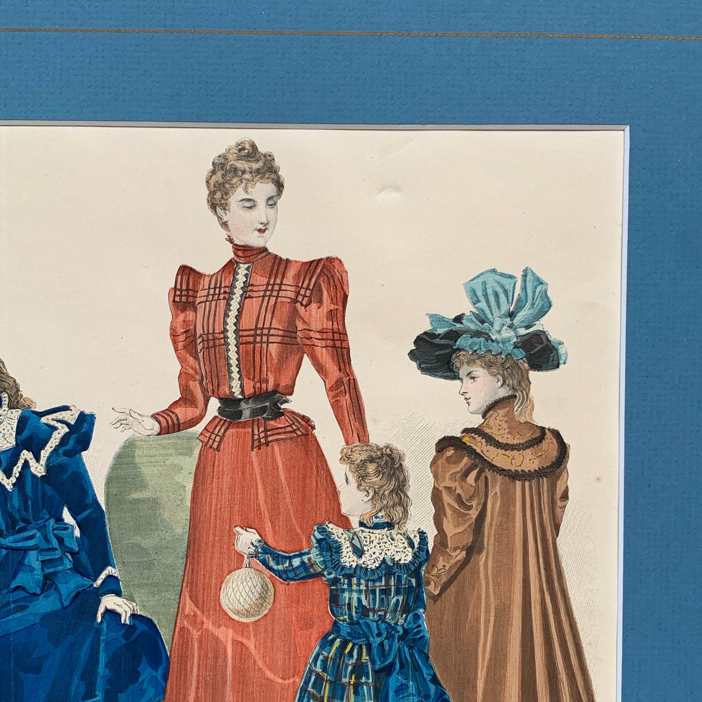 Antique 1897 La Mode Illustree French Fashion Plate Family