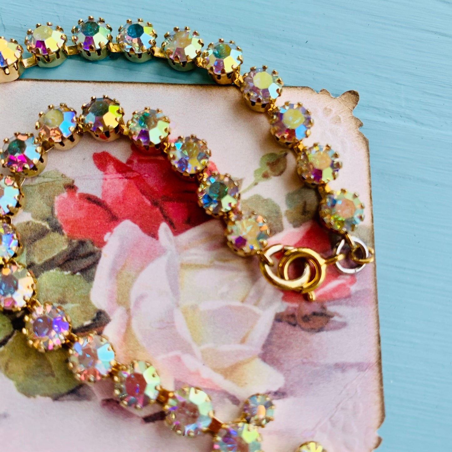 Multi-Faceted Rhinestone & Crystal Bead Necklace