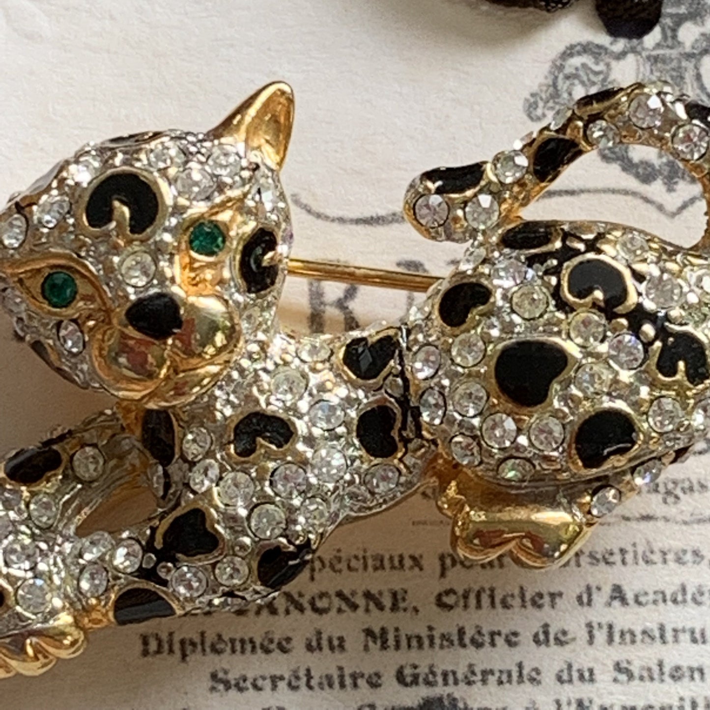 Vintage Rhinestone Baby Leopard Pin - Lady Slippers