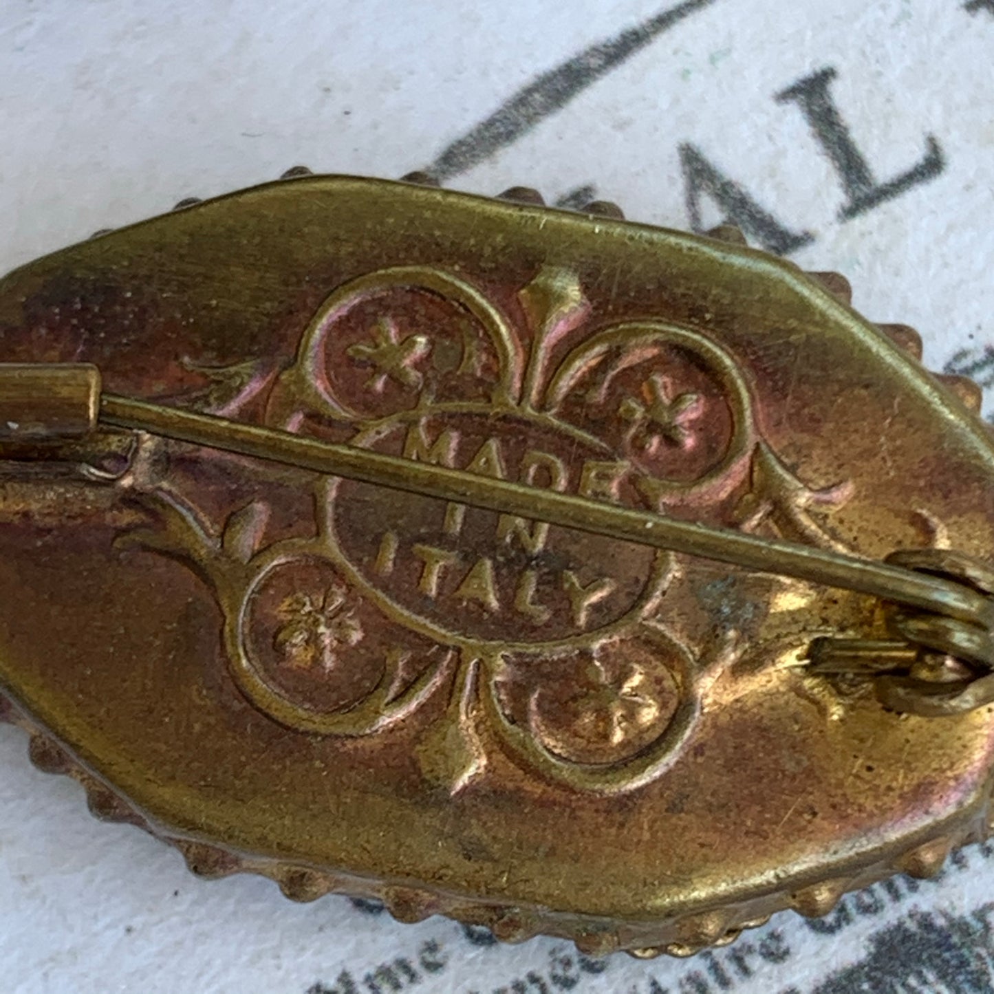 Antique Italian Floral Micro Mosaic Pin