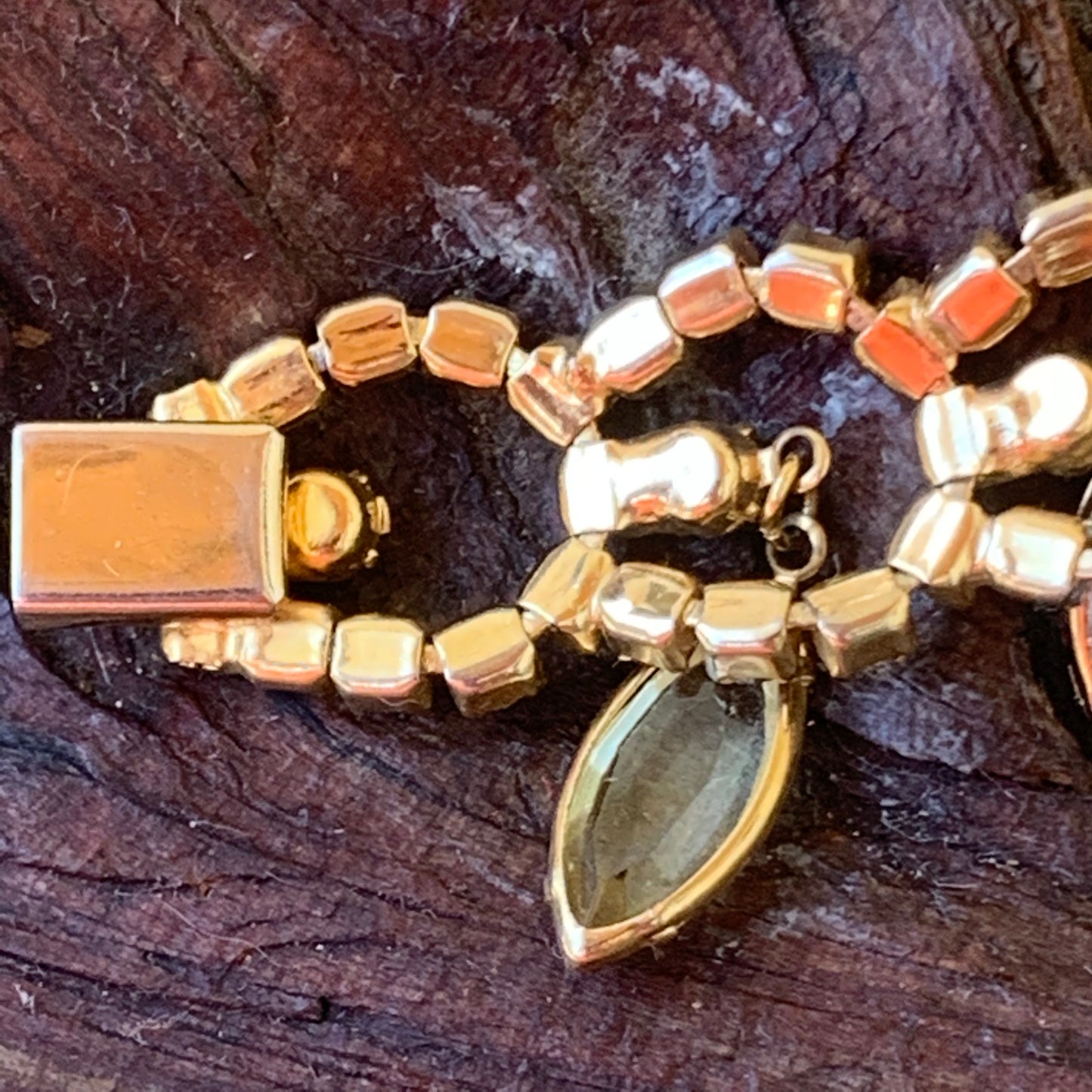 Vintage Pastel Rhinestone & Bezel Navette Dangle Bracelet