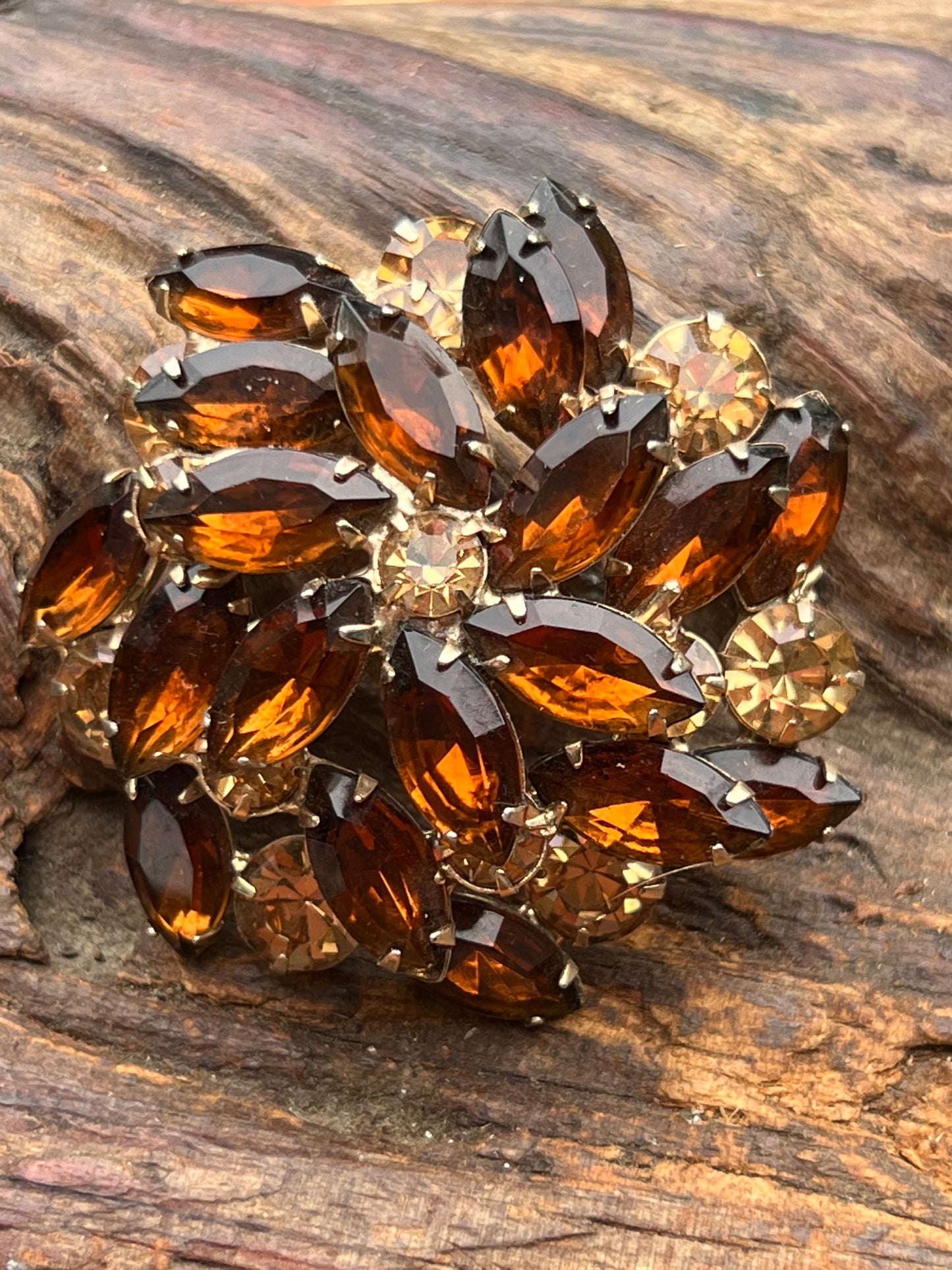 Vintage Rhinestone Pin Wheel Brooch