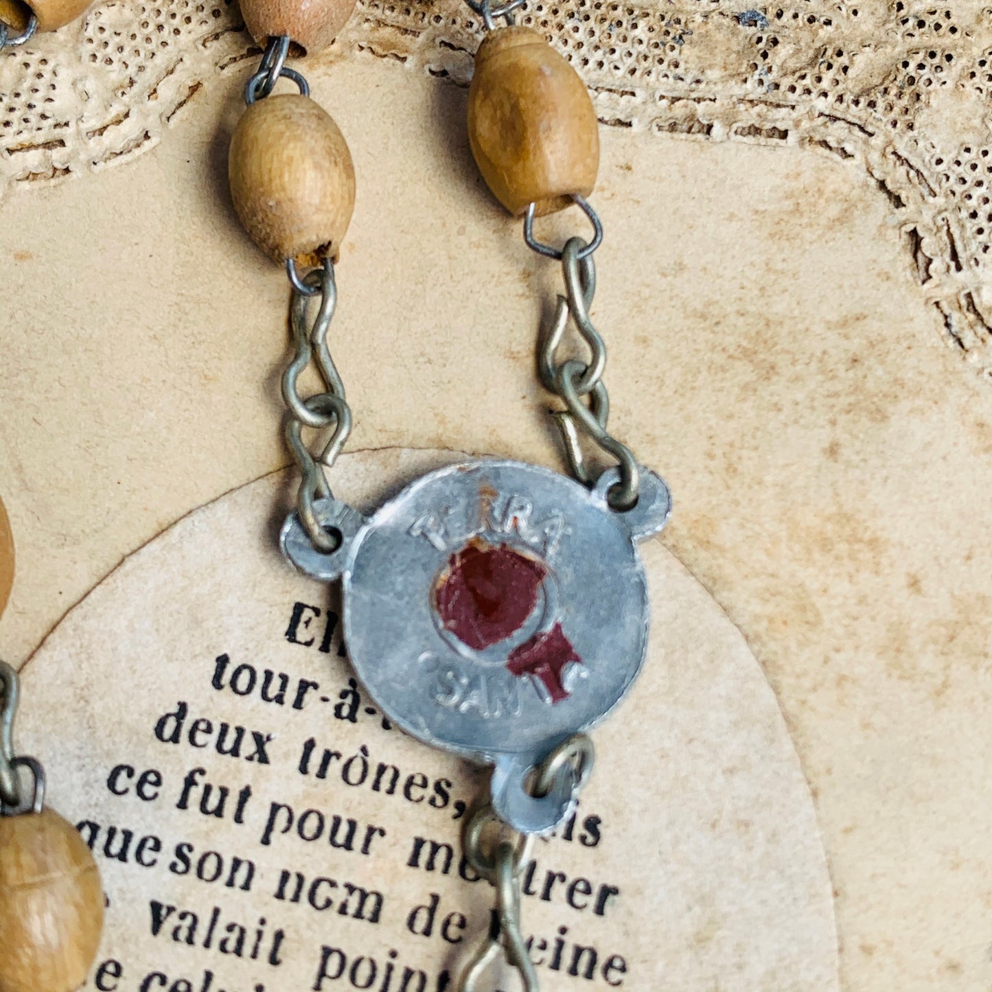 Vintage Olive Wood Jerusalem Cross Rosary