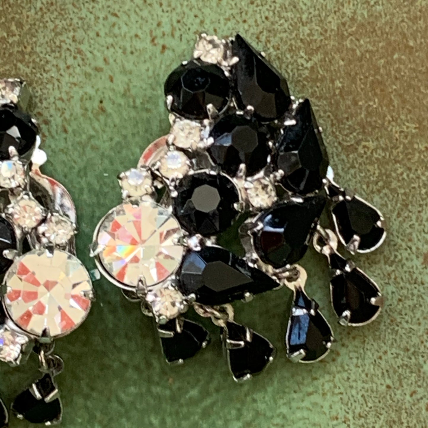 Vintage Warner Rhinestone Dangling Earrings - Lady Slippers