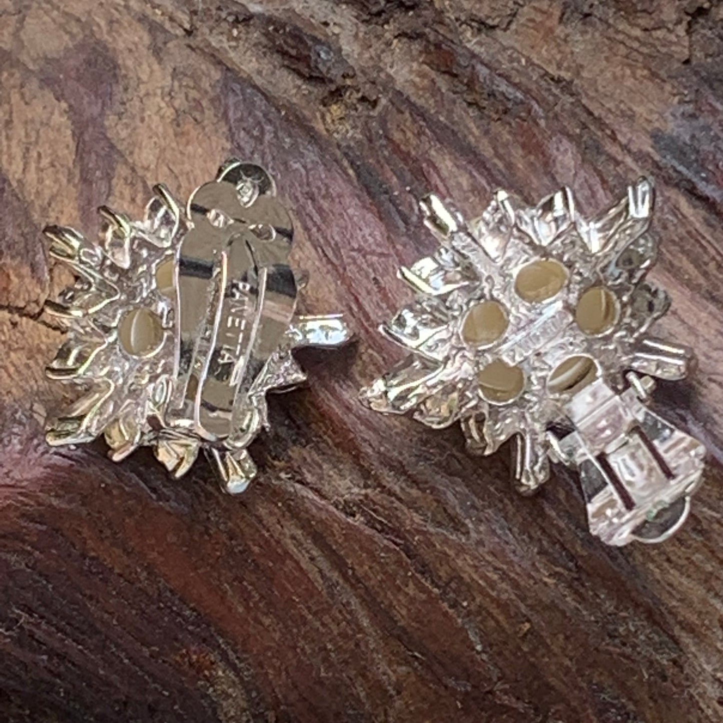 Vintage Star Rhinestone & Faux Mobe Pearl Earrings