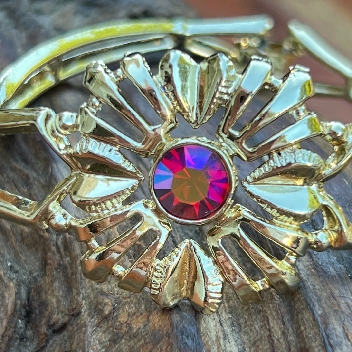 Vintage S & G 5th Ave Red Rhinestone Bracelet