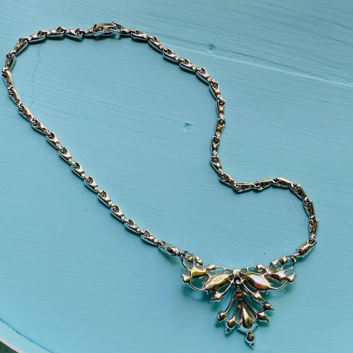 Vintage Ora Rhinestone Butterfly Necklace