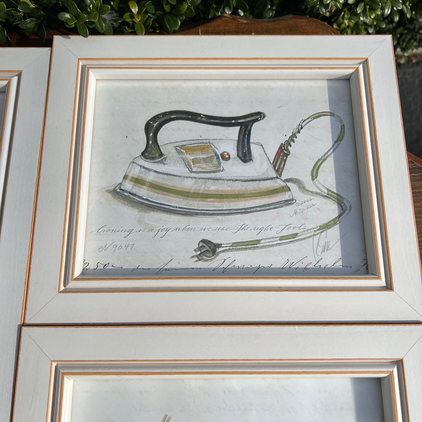 4 Piece Collection Spicher & Co Laundry Framed Watercolor Prints under Glass