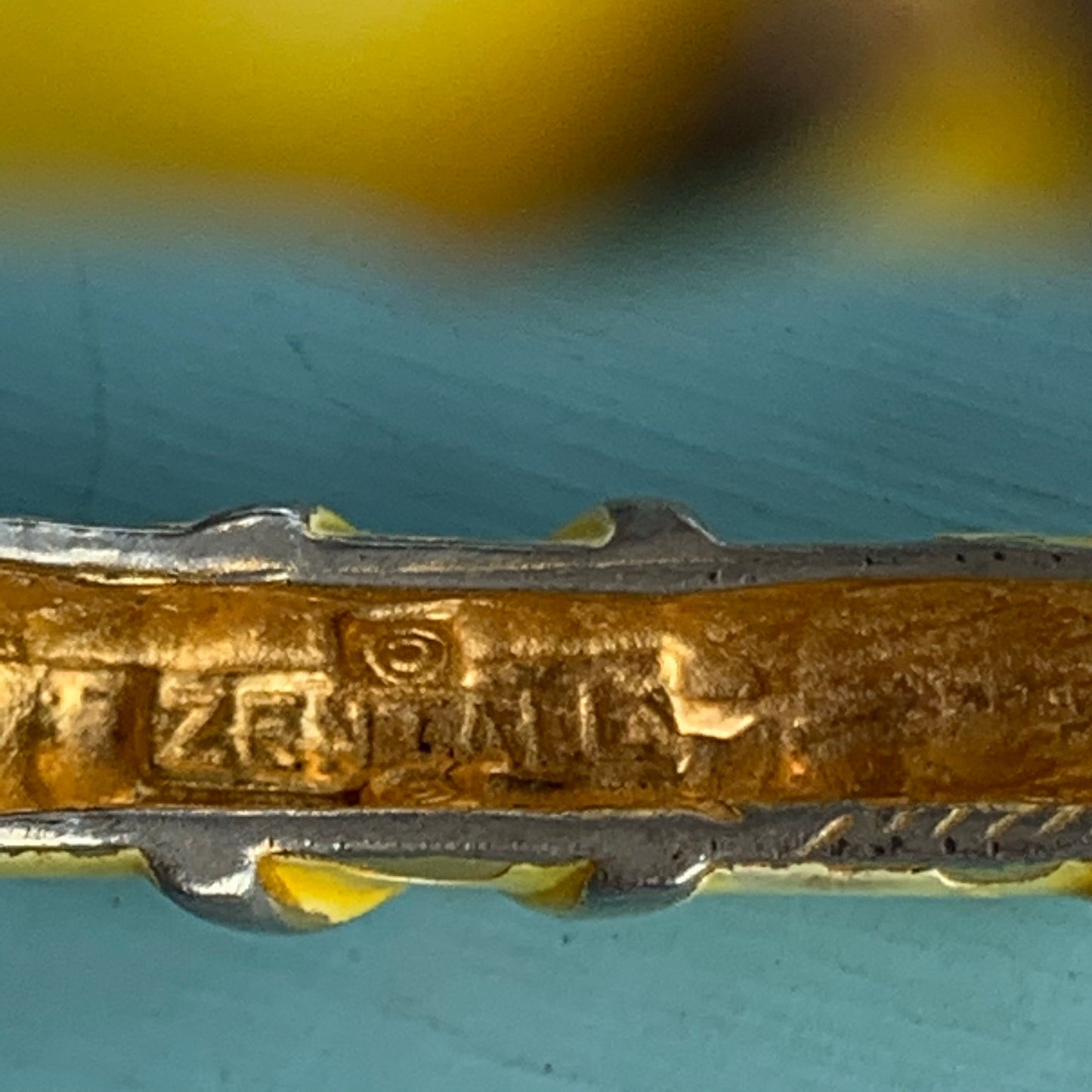 Vintage Zantall Yellow Enamel Bangle Bracelet