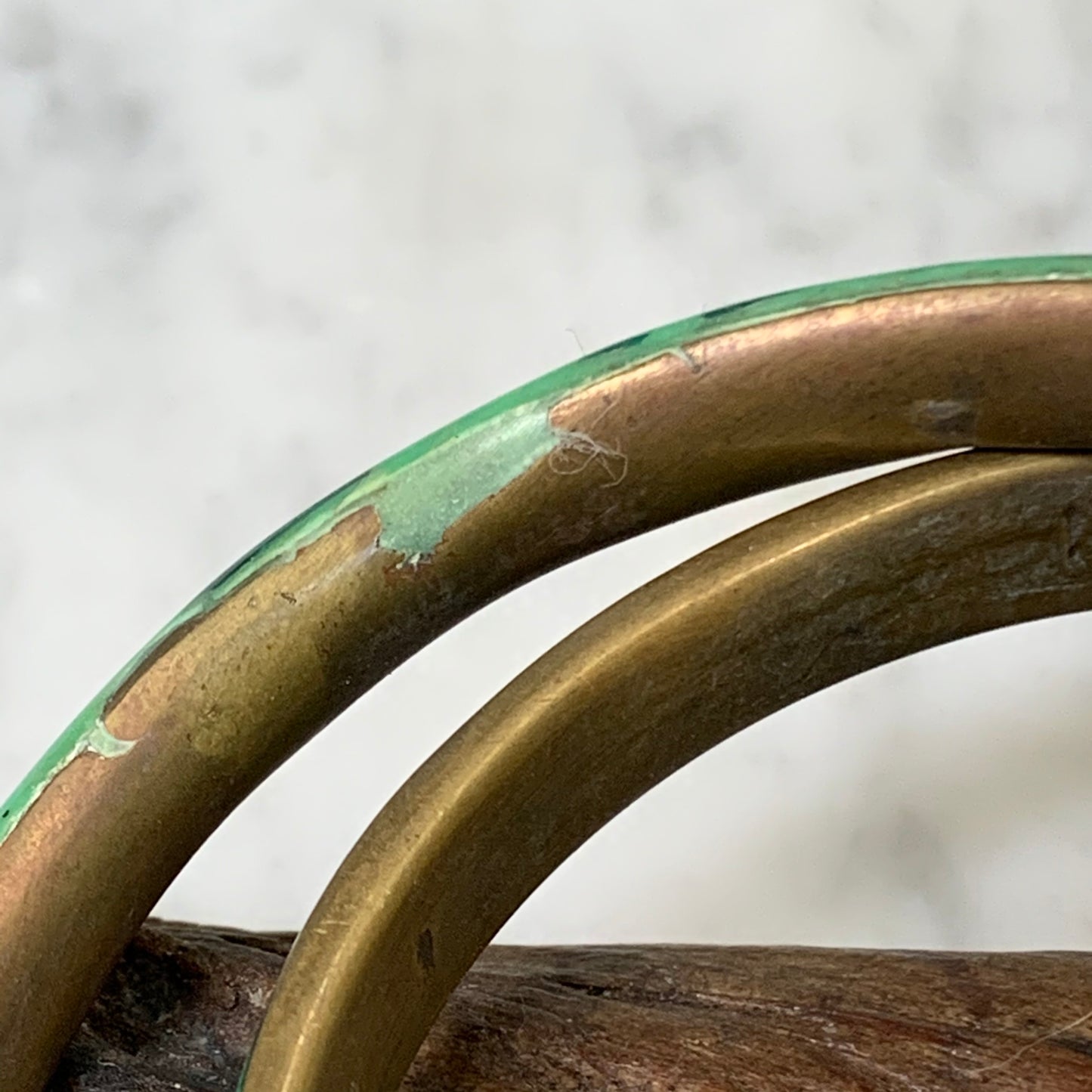 Two Vintage Malachite and Enamel Bangle Bracelets
