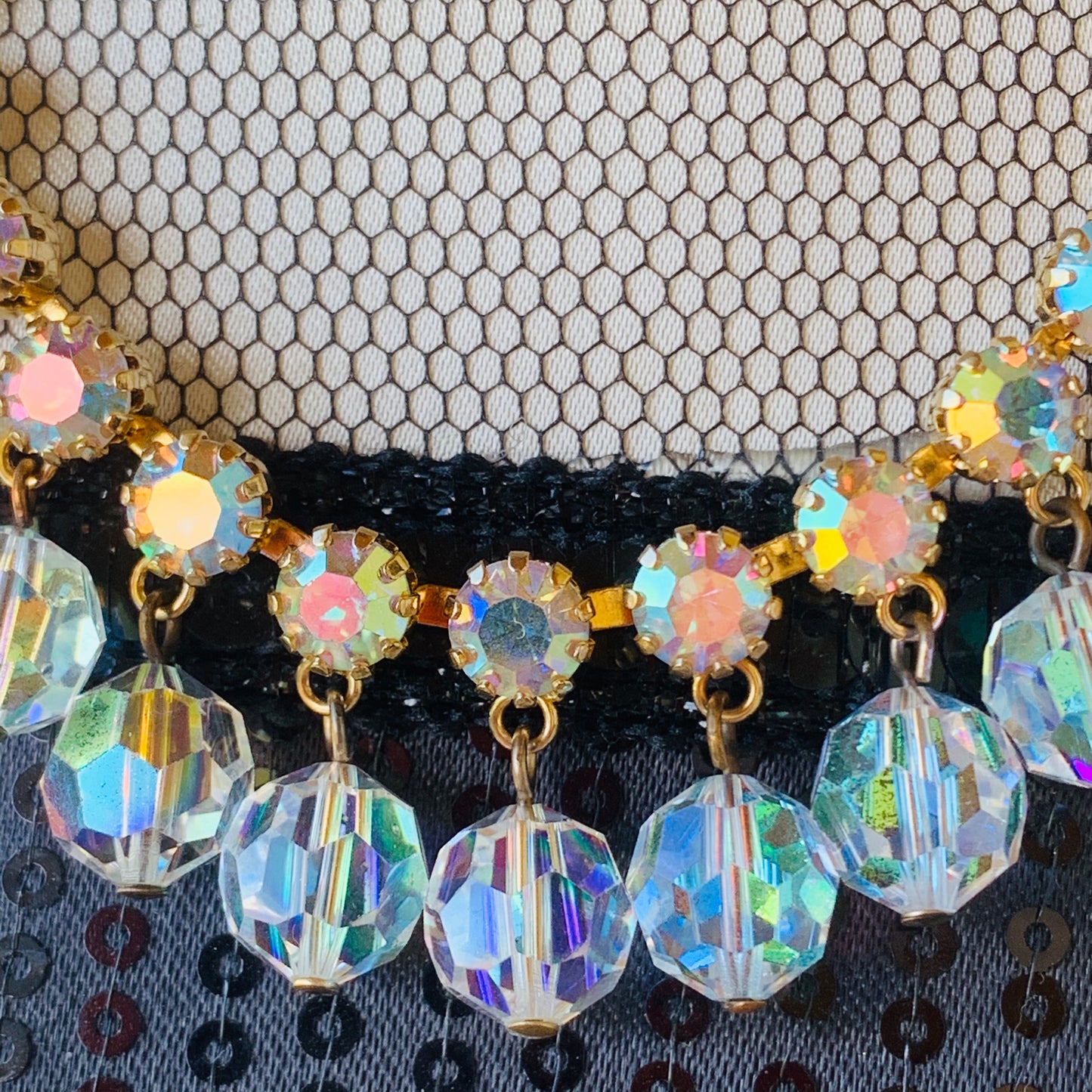 Multi-Faceted Rhinestone & Crystal Bead Necklace