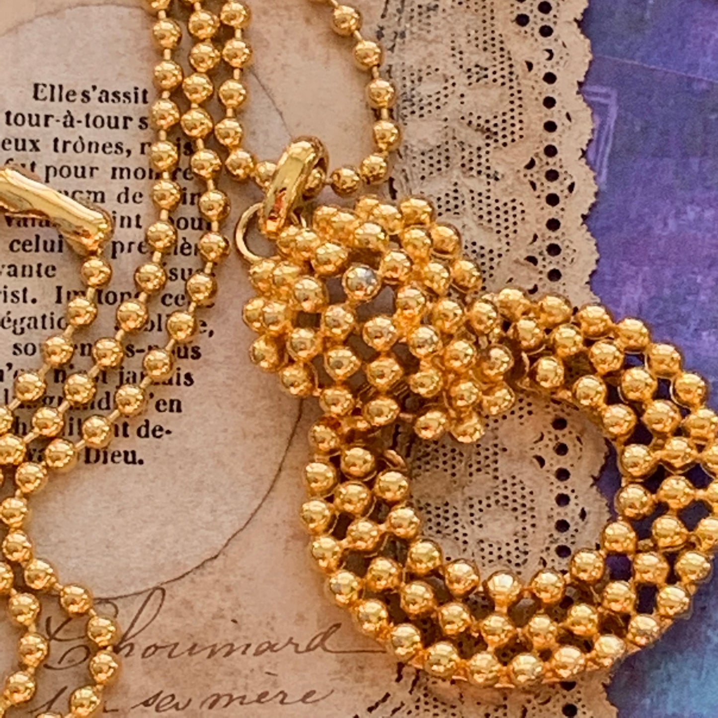 Vintage Ball Chain Pendant Necklace - Lady Slippers