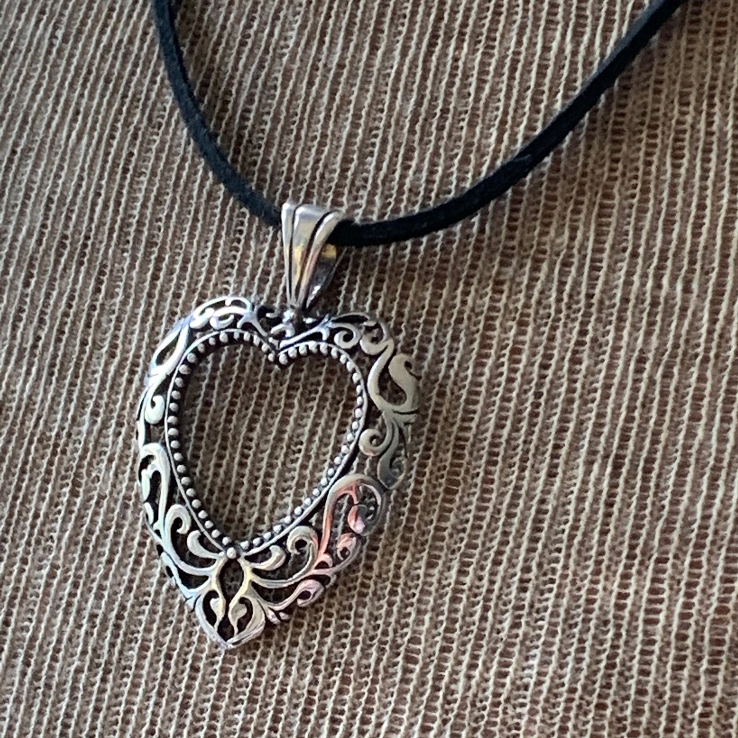 Vintage Sterling Silver Heart Pendant Necklace