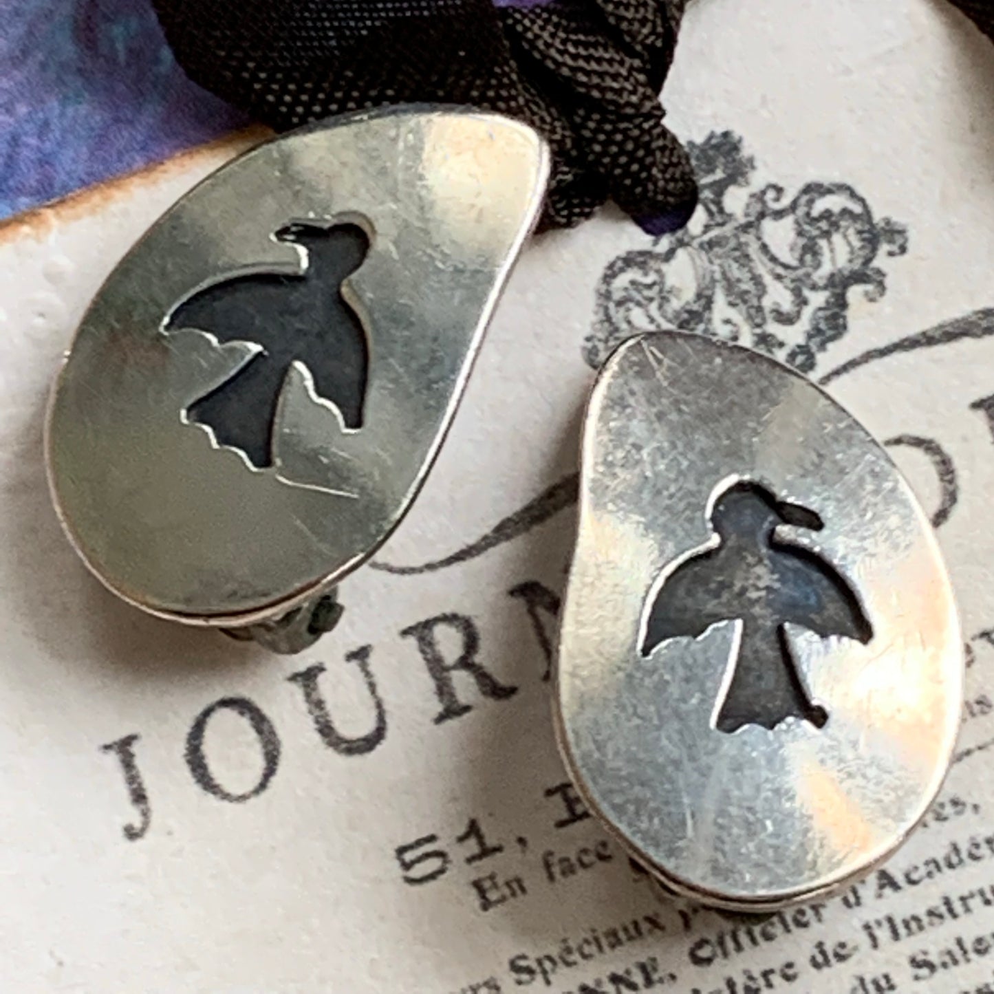 Vintage Sterling Silver Thunderbird Earrings - Lady Slippers