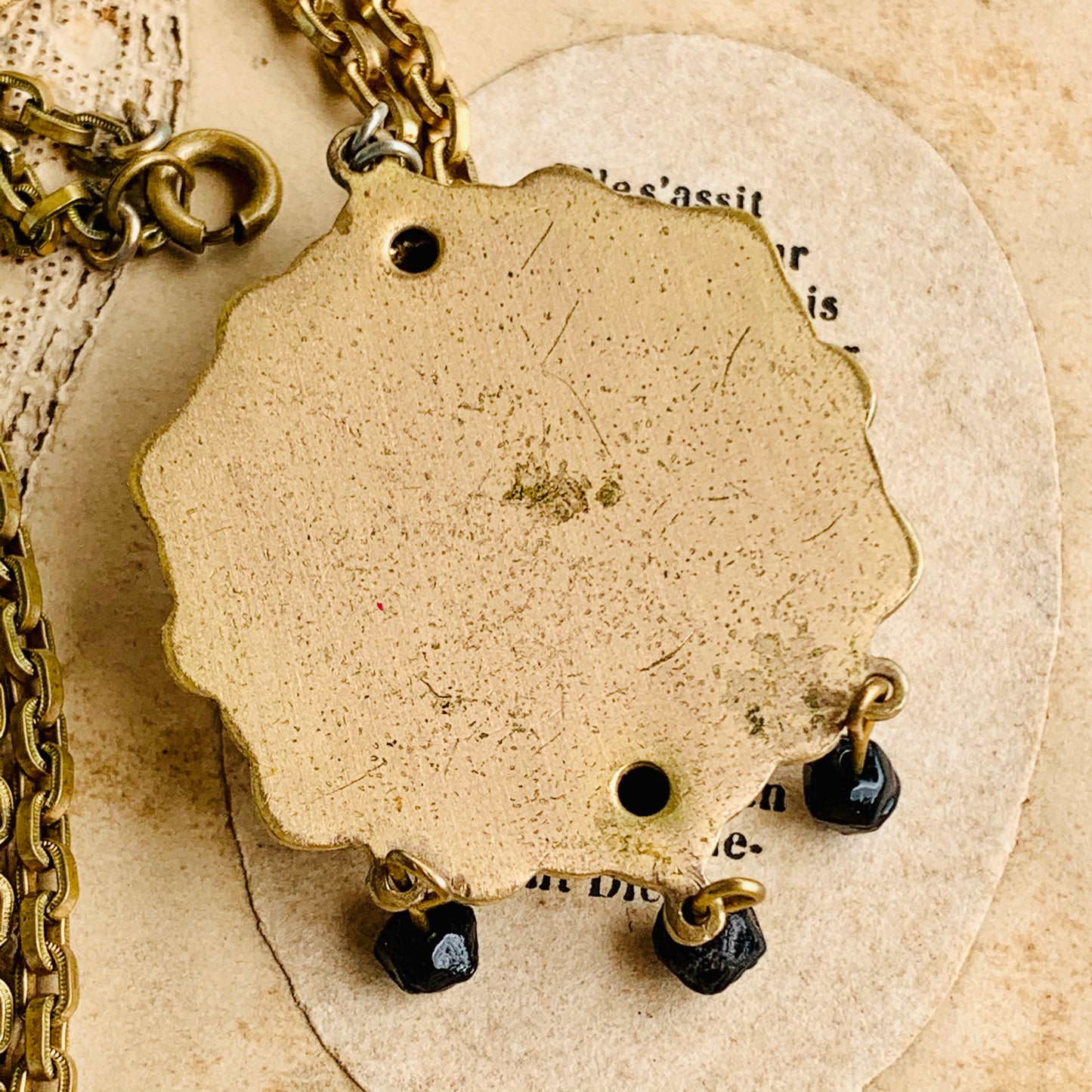 Art Nouveau Enamel Cameo Pendant Necklace