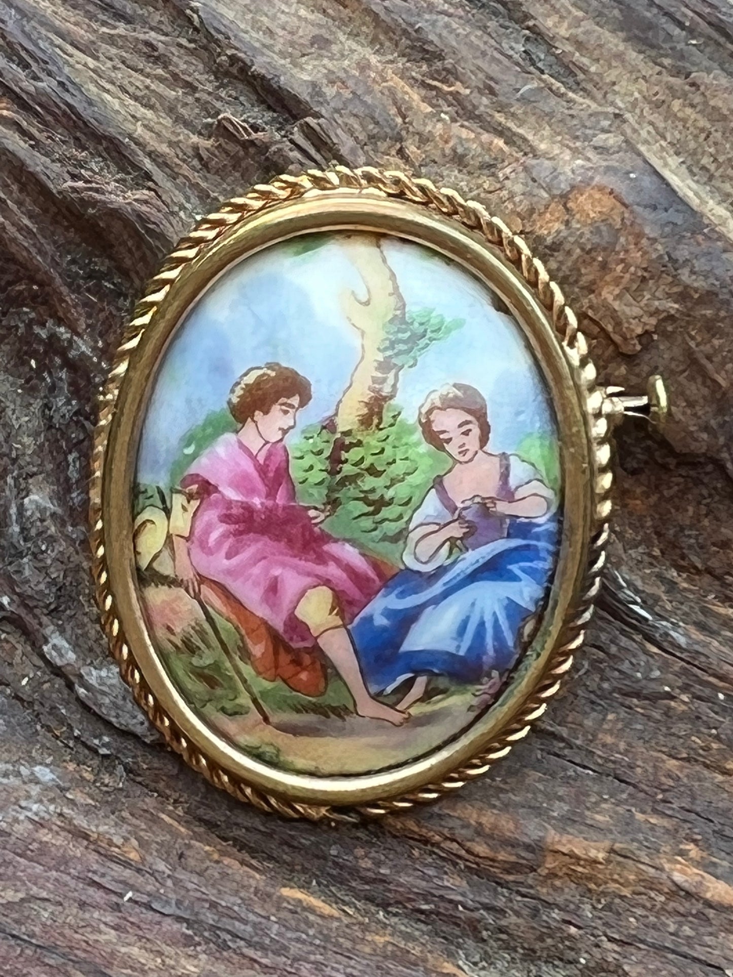 Vintage French Limoges Miniature Transferware Pin