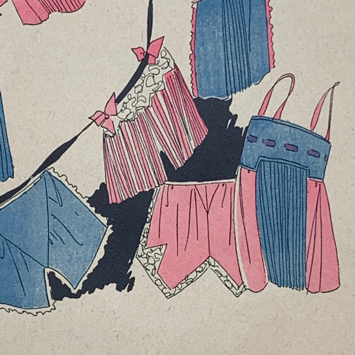 Antique Les Lingeries Hand Colored French Print
