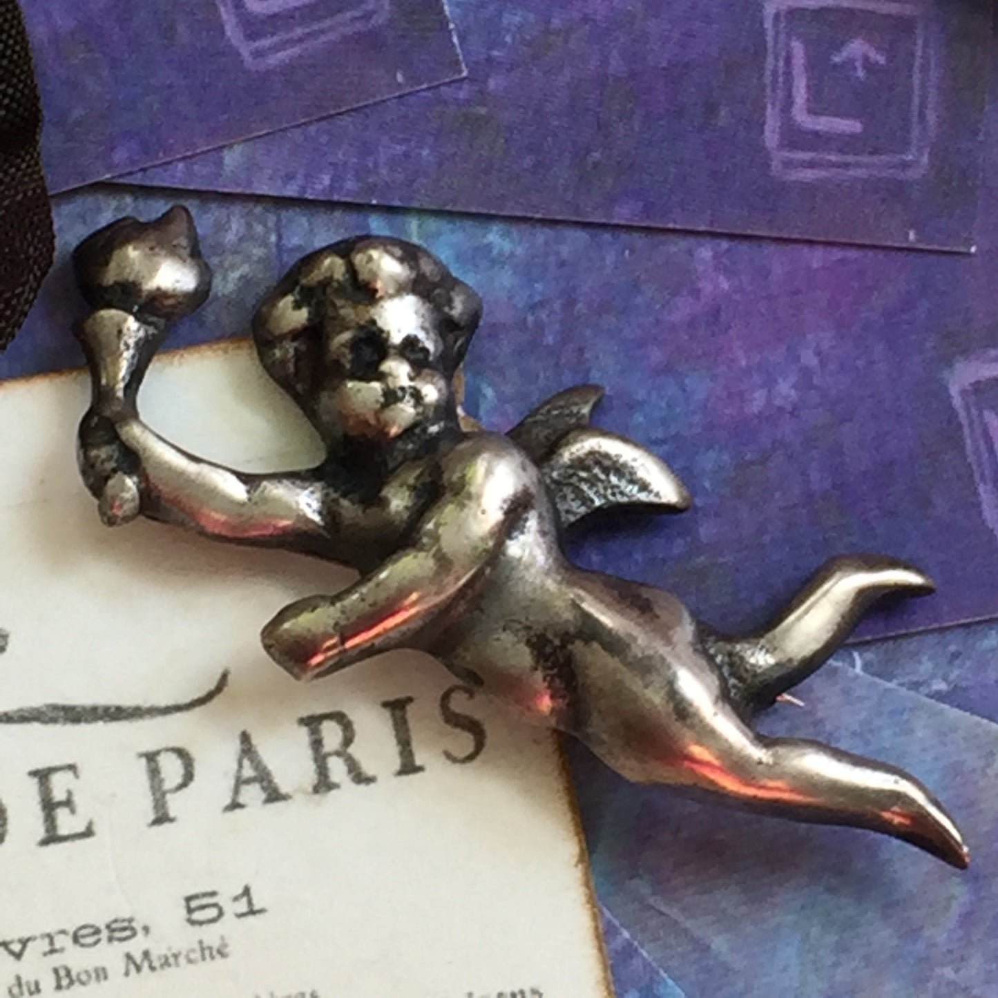 Vintage Sterling Silver Cherub Pin - Lady Slippers