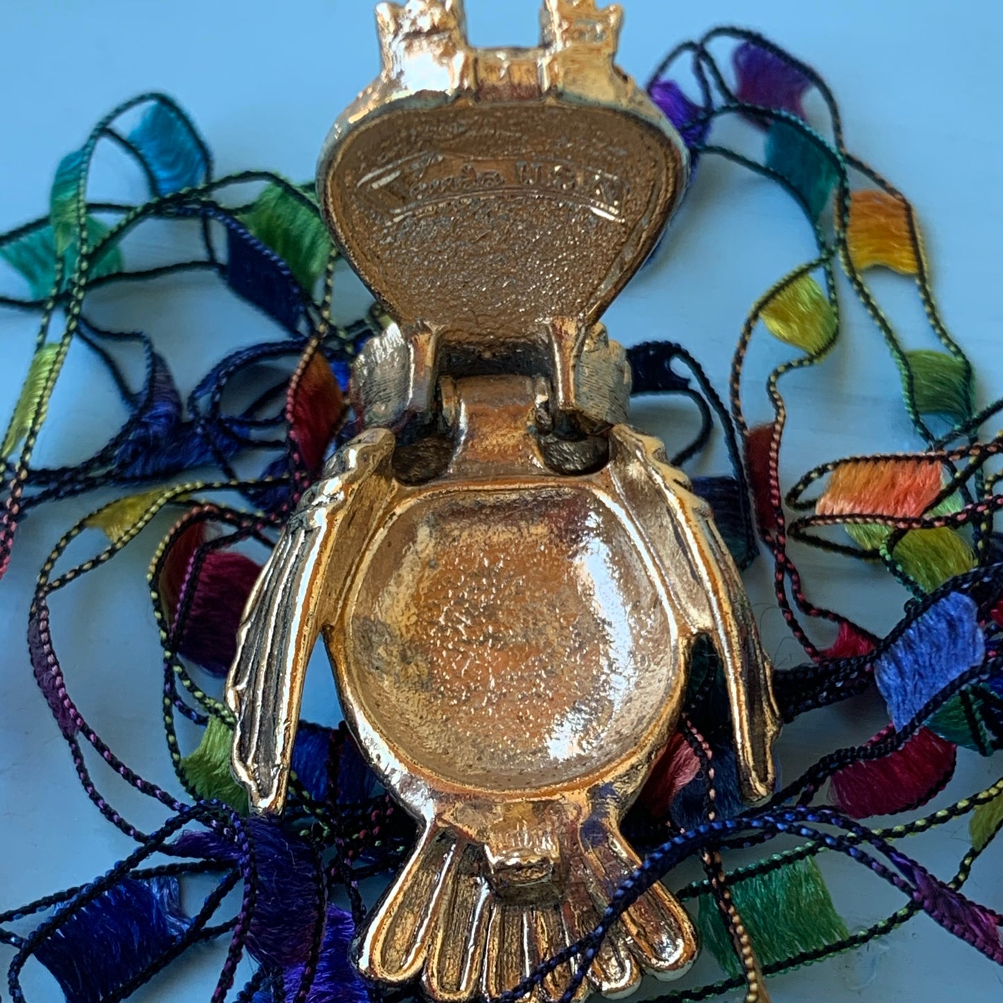 Vintage Vonda USA Owl Solid Perfume Owl Pin