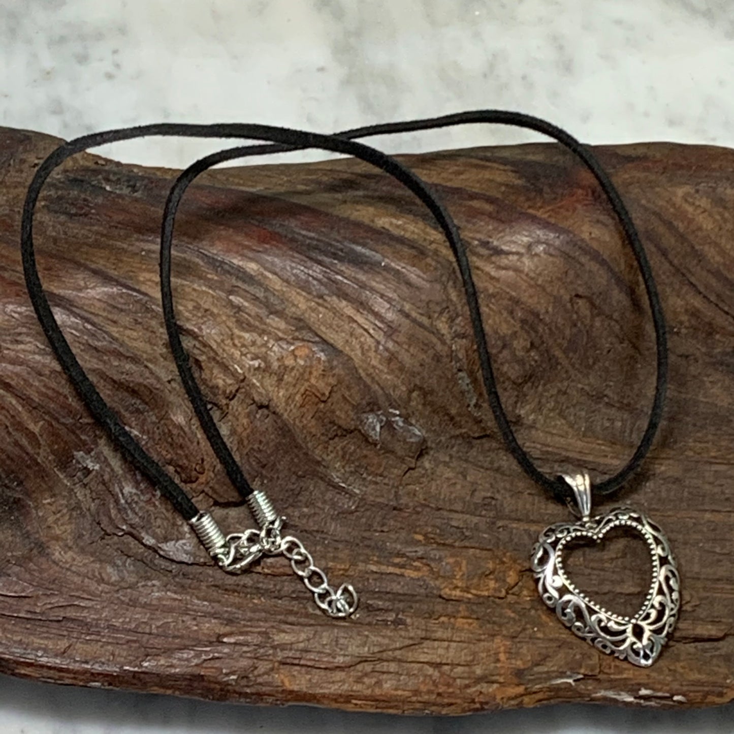 Vintage Sterling Silver Heart Pendant Necklace