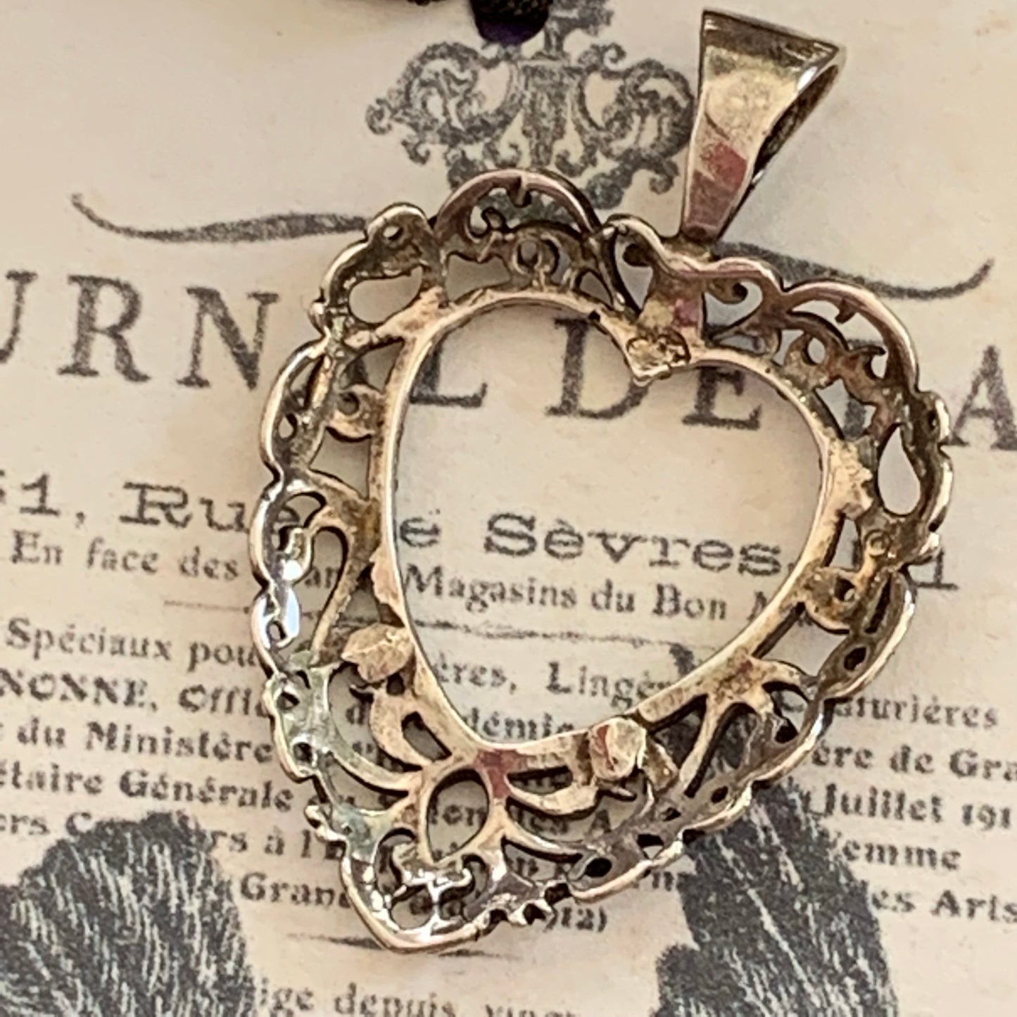 Vintage Sterling Silver Heart Pendant - Lady Slippers