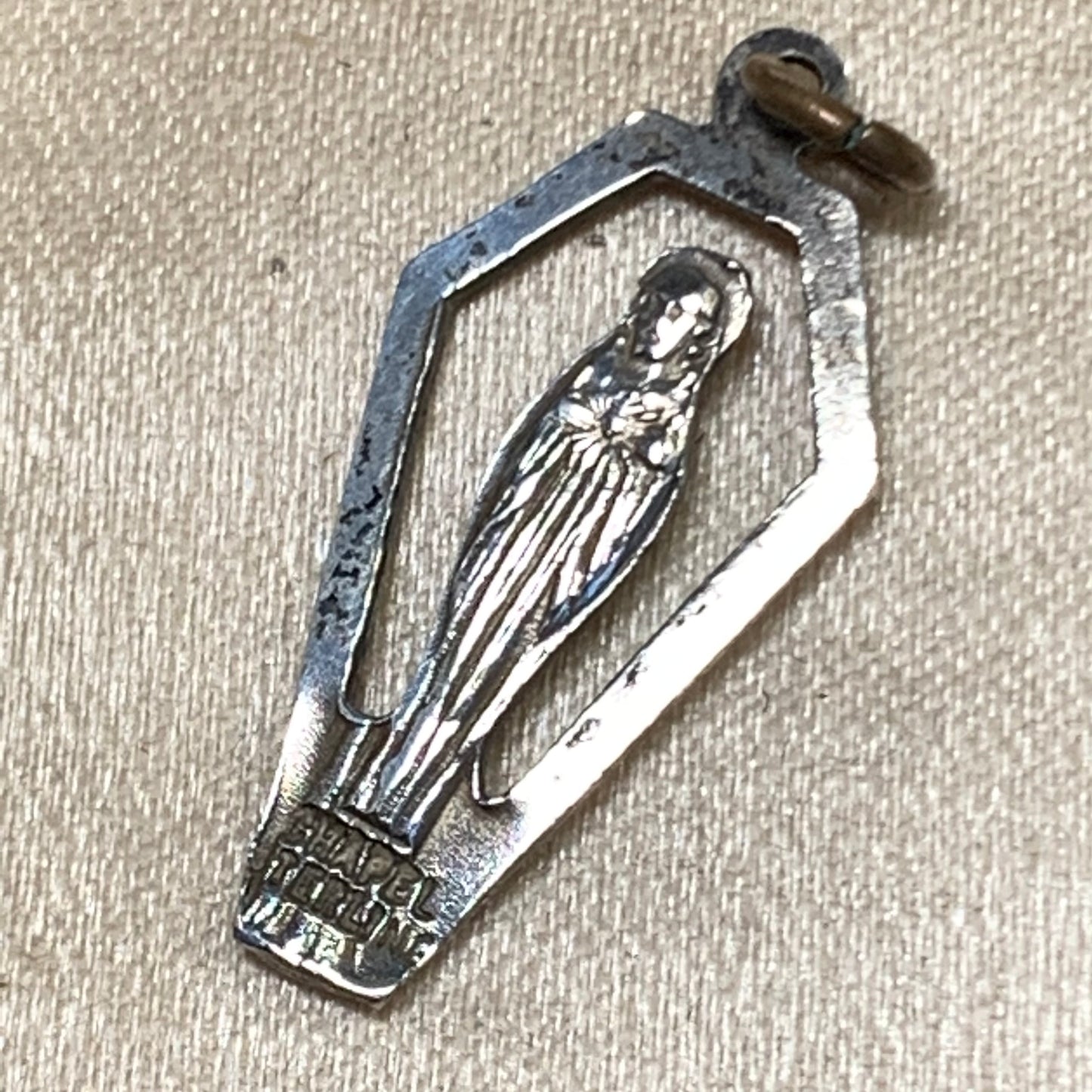 Vintage Chapel Sterling Silver Mary & Roses Medal