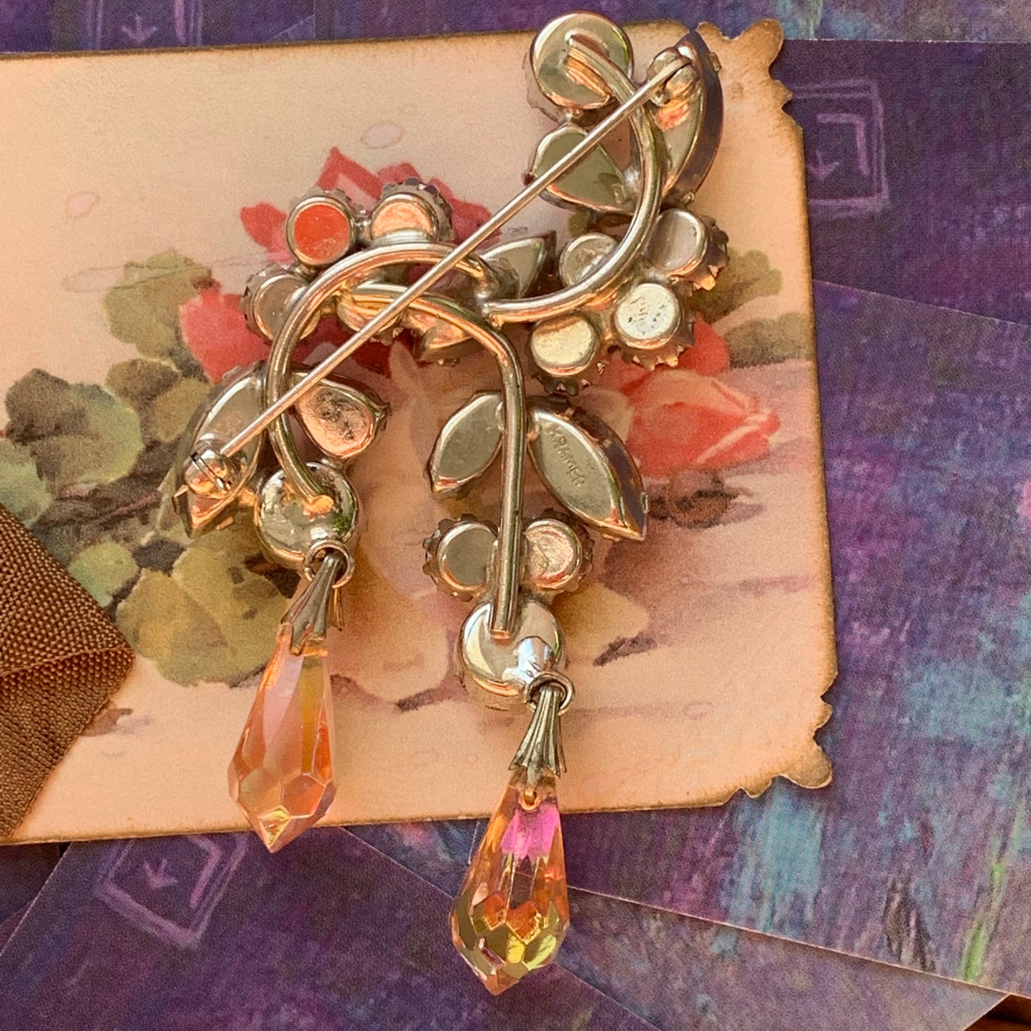 Vintage Kramer Rhinestone Pin - Lady Slippers