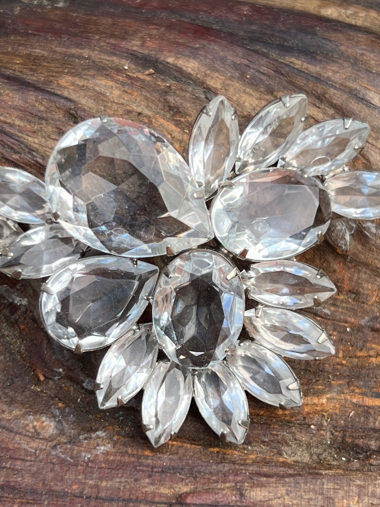 Vintage Clear Rhinestone Modern Looking Pin