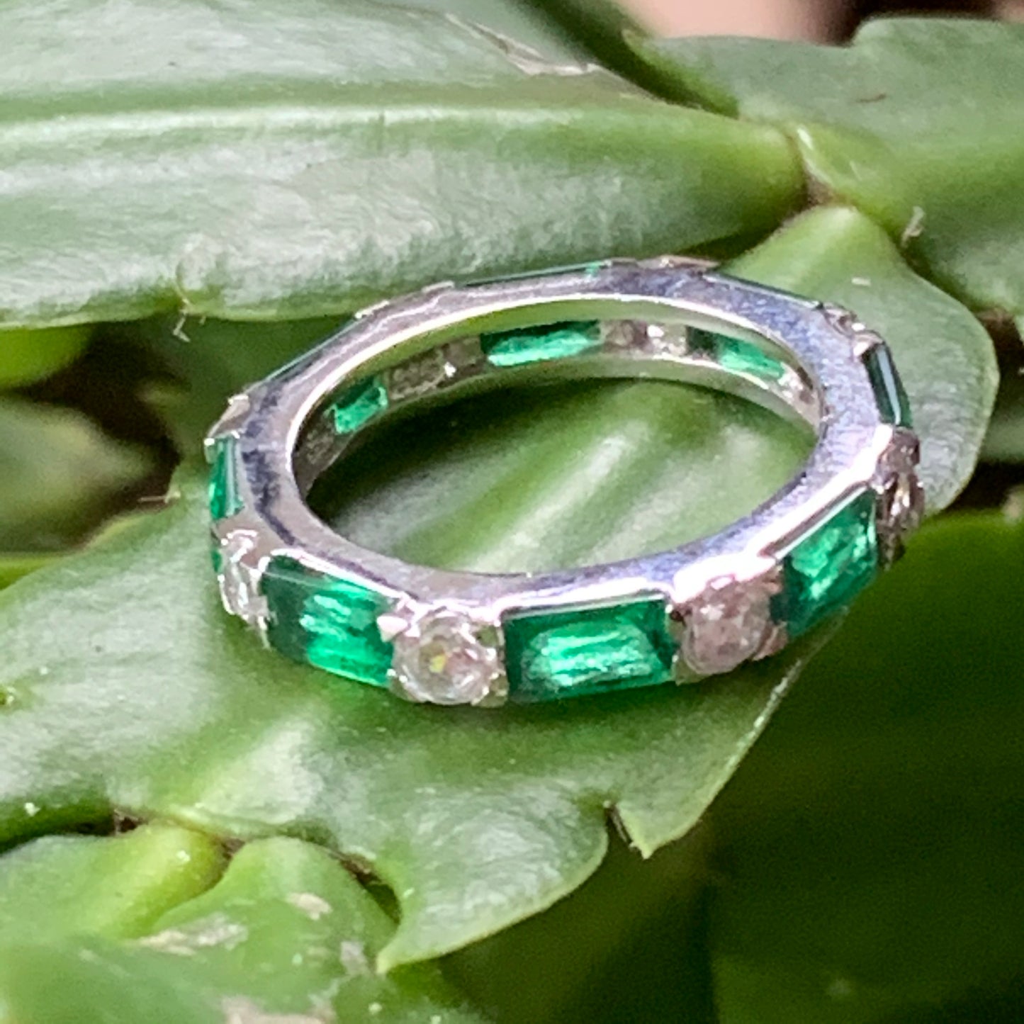 Sterling Silver Green and Clear CZ Ring - Lady Slippers