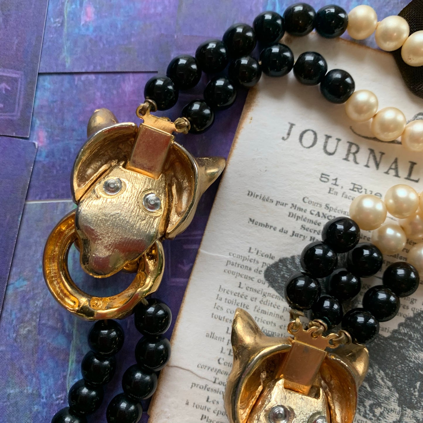 Vintage Rhinestone Panther Necklace & Bracelet Set - Lady Slippers